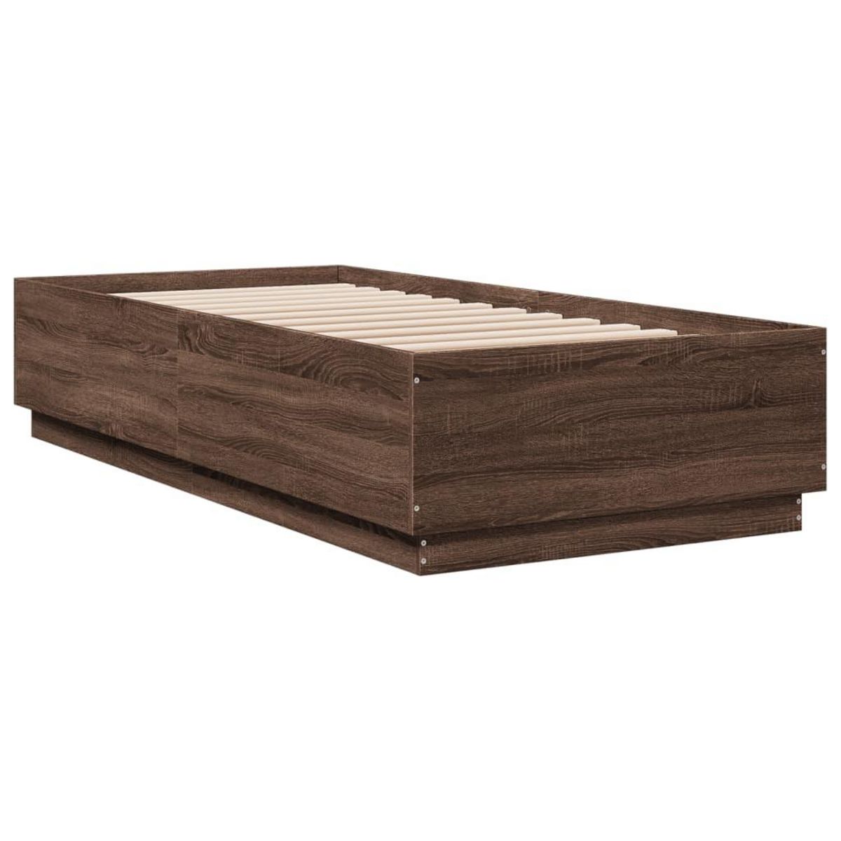 VIDAXL Cadre de lit avec LED sans matelas chene marron 90x200 cm