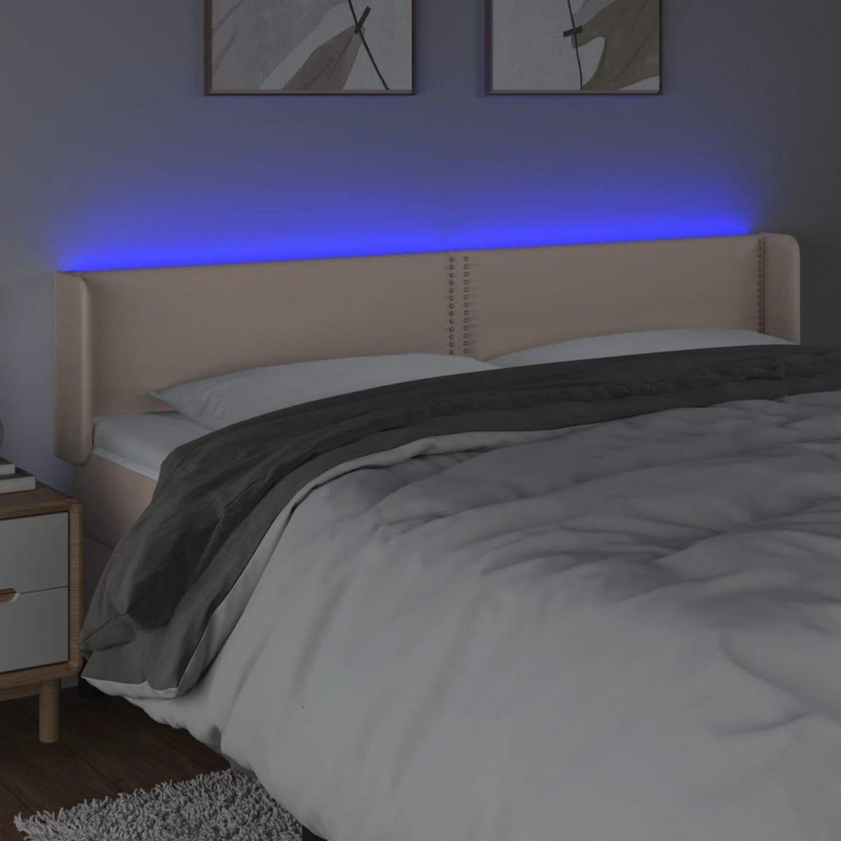 VIDAXL Tete de lit a LED Cappuccino 203x16x78/88 cm Similicuir
