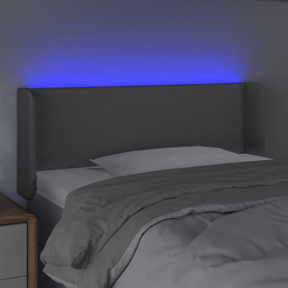 VIDAXL Tete de lit a LED Gris clair 103x16x78/88 cm Tissu
