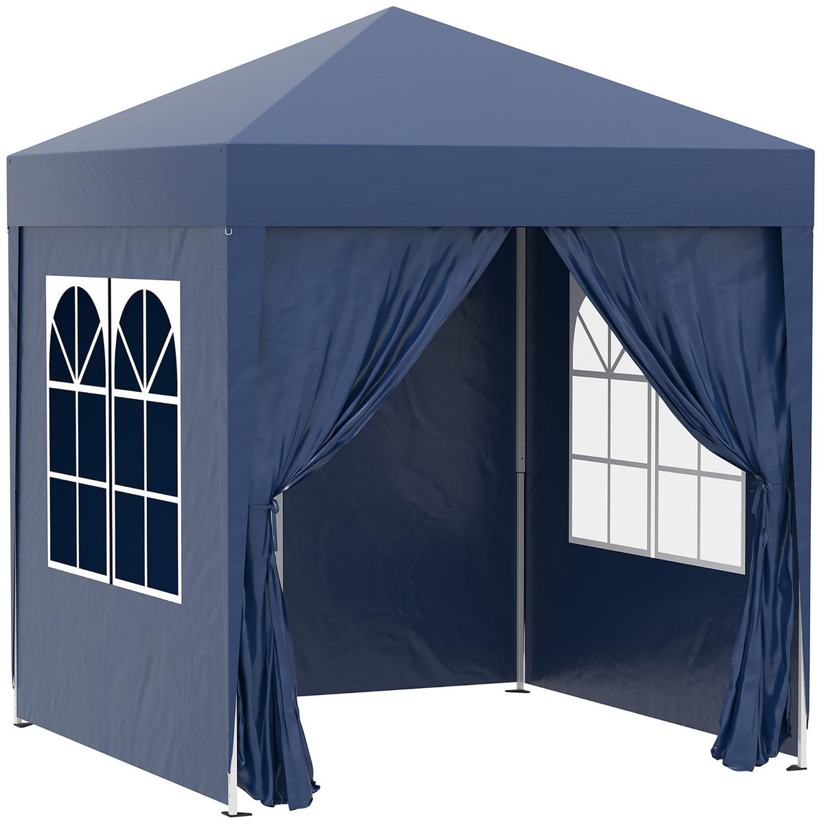 OUTSUNNY Tonnelle de jardin tente pliante barnum pop-up 2 x 2 m 4 parois latérales amovibles 2 fenêtres sac de transport pour camping, festival, plage, jardin bleu