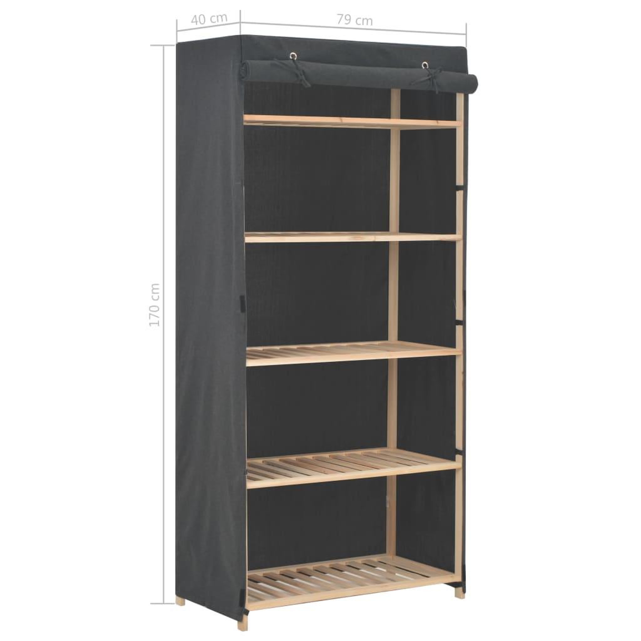Voir la diapositive 6 : VIDAXL Garde-robe Gris 79 x 40 x 170 cm Tissu