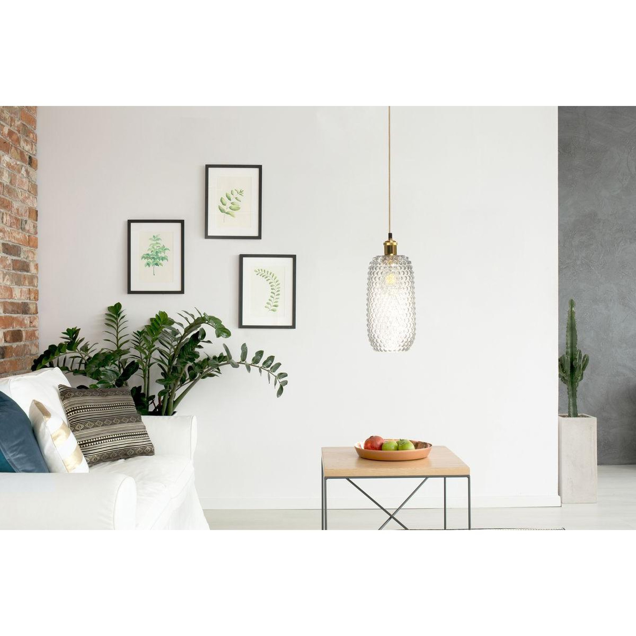 Voir la diapositive 2 : Paris Prix Lampe suspension en verre  irina  34cm transparent
