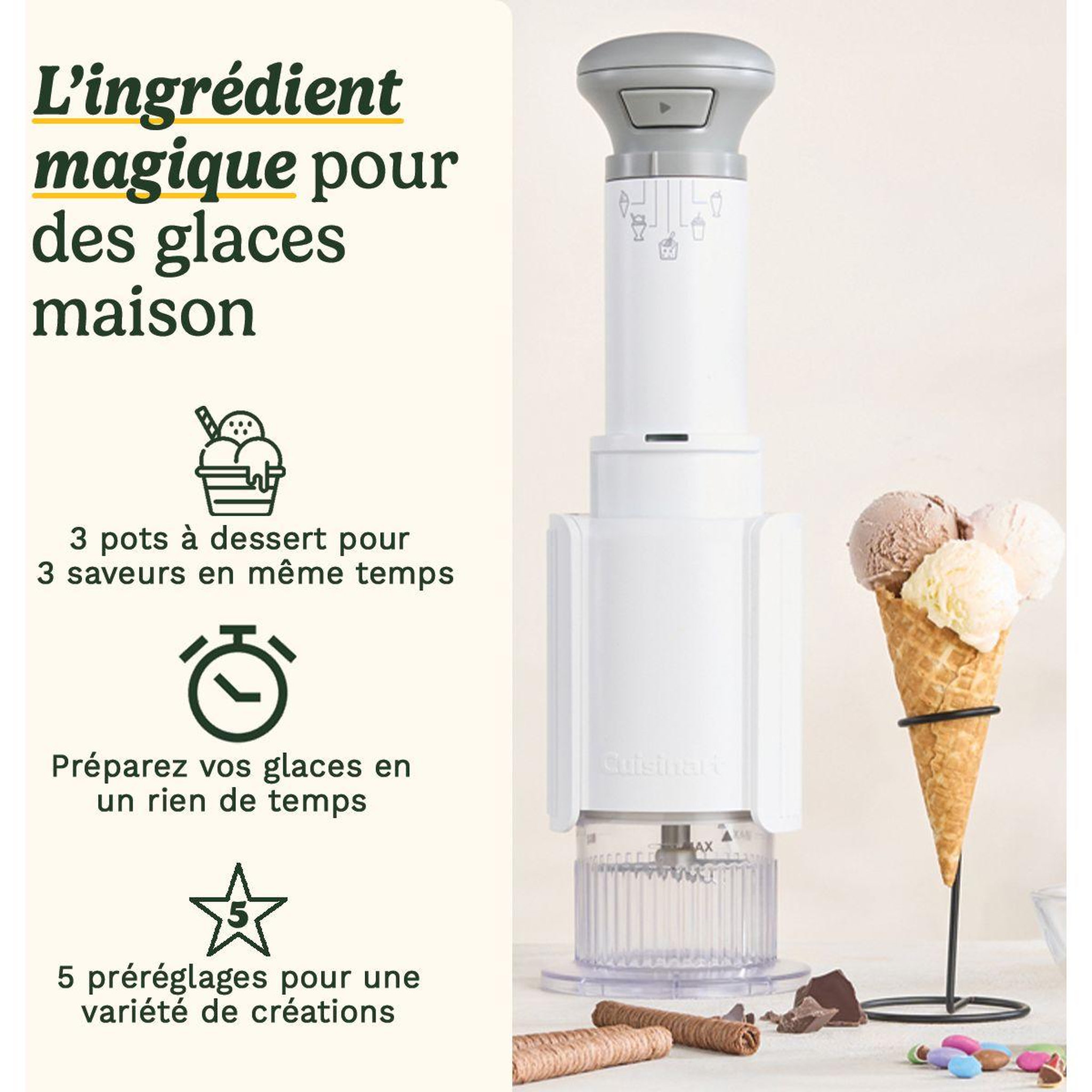 Voir la diapositive 2 : Cuisinart Sorbetière freeze wand icefd10e
