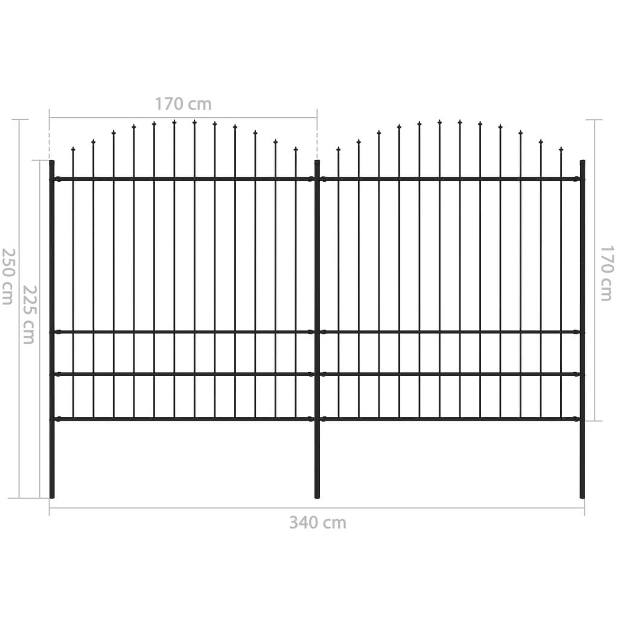 Voir la diapositive 5 : VIDAXL Cloture de jardin a dessus en lance Acier (1,75-2)x3,4 m Noir