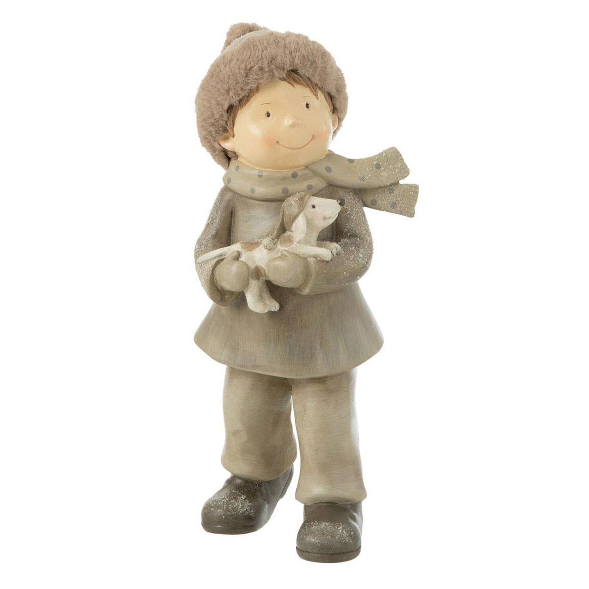 J-LINE Statuette déco garçon  hivernale  37cm multicolore