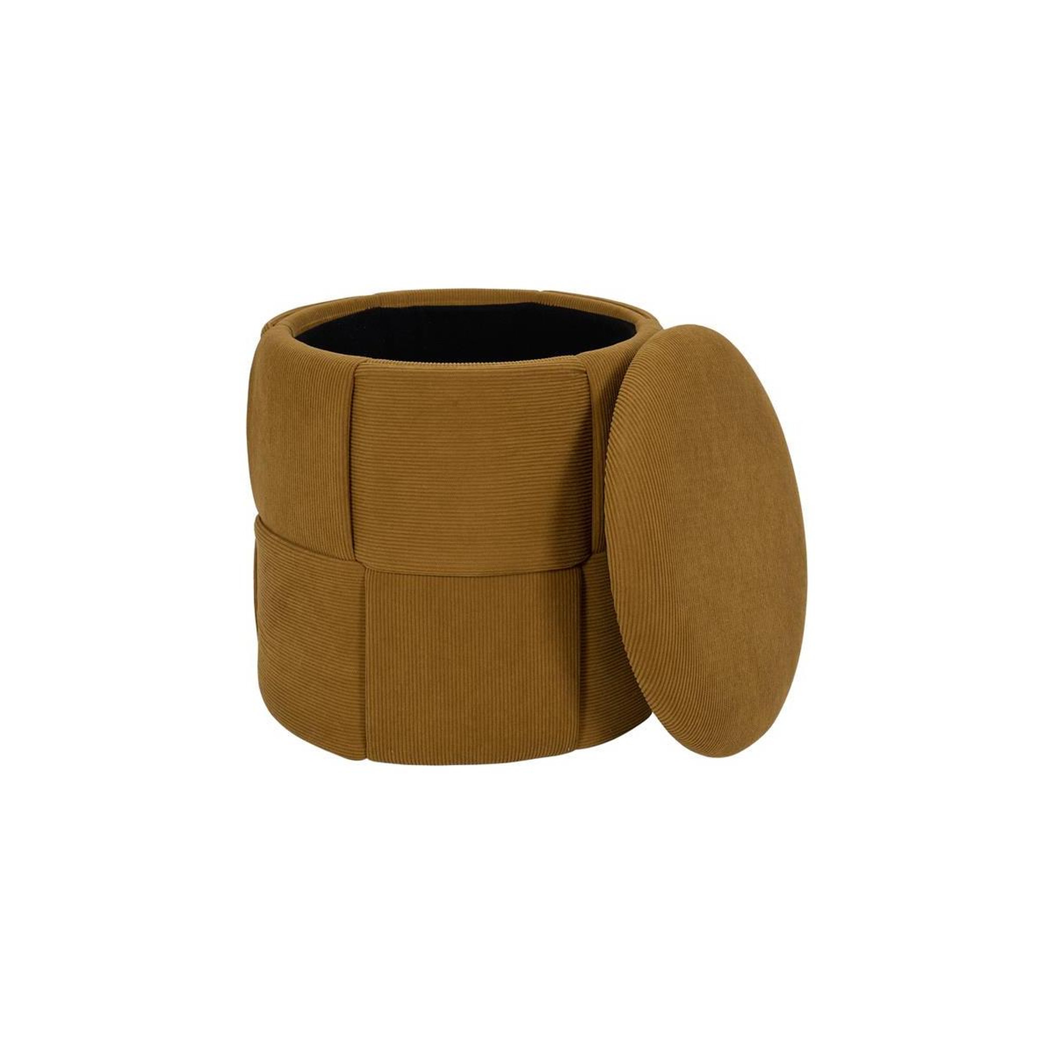 Voir la diapositive 2 : The Home Deco Factory Pouf Coffre Tressé Côtelé  Jules  38cm Jaune