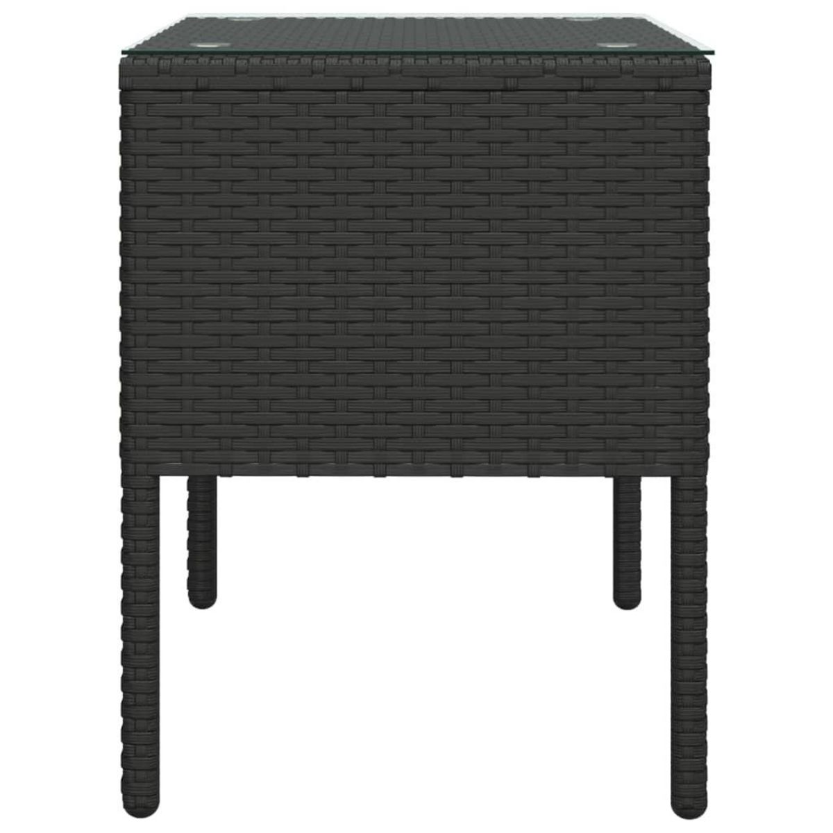VIDAXL Table d'appoint noir 53x37x48 cm poly rotin et verre trempe