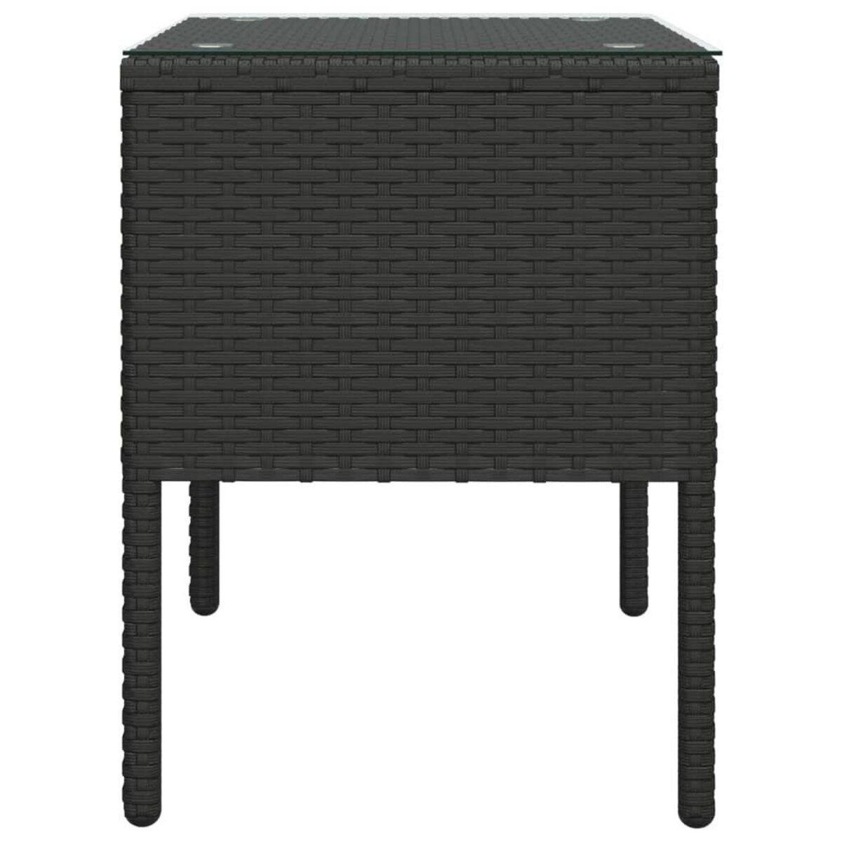 VIDAXL Table d'appoint noir 53x37x48 cm poly rotin et verre trempe