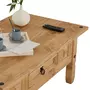 IDIMEX Table basse de salon SALSA rectangulaire en bois style mexicain avec 1 tiroir, en pin massif finition teintée/cirée