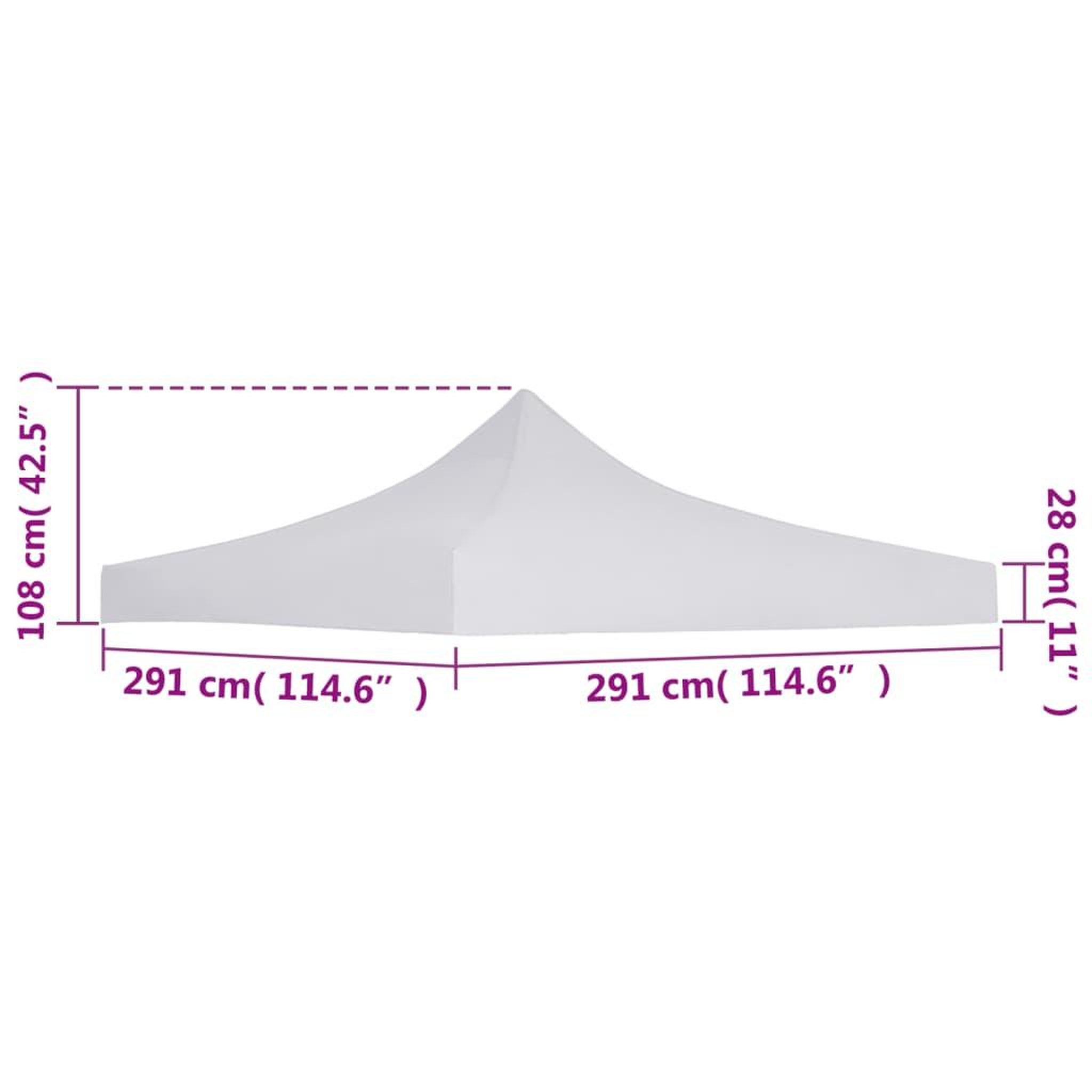 Voir la diapositive 4 : VIDAXL Toit de tente de reception 3 x 3 m Blanc