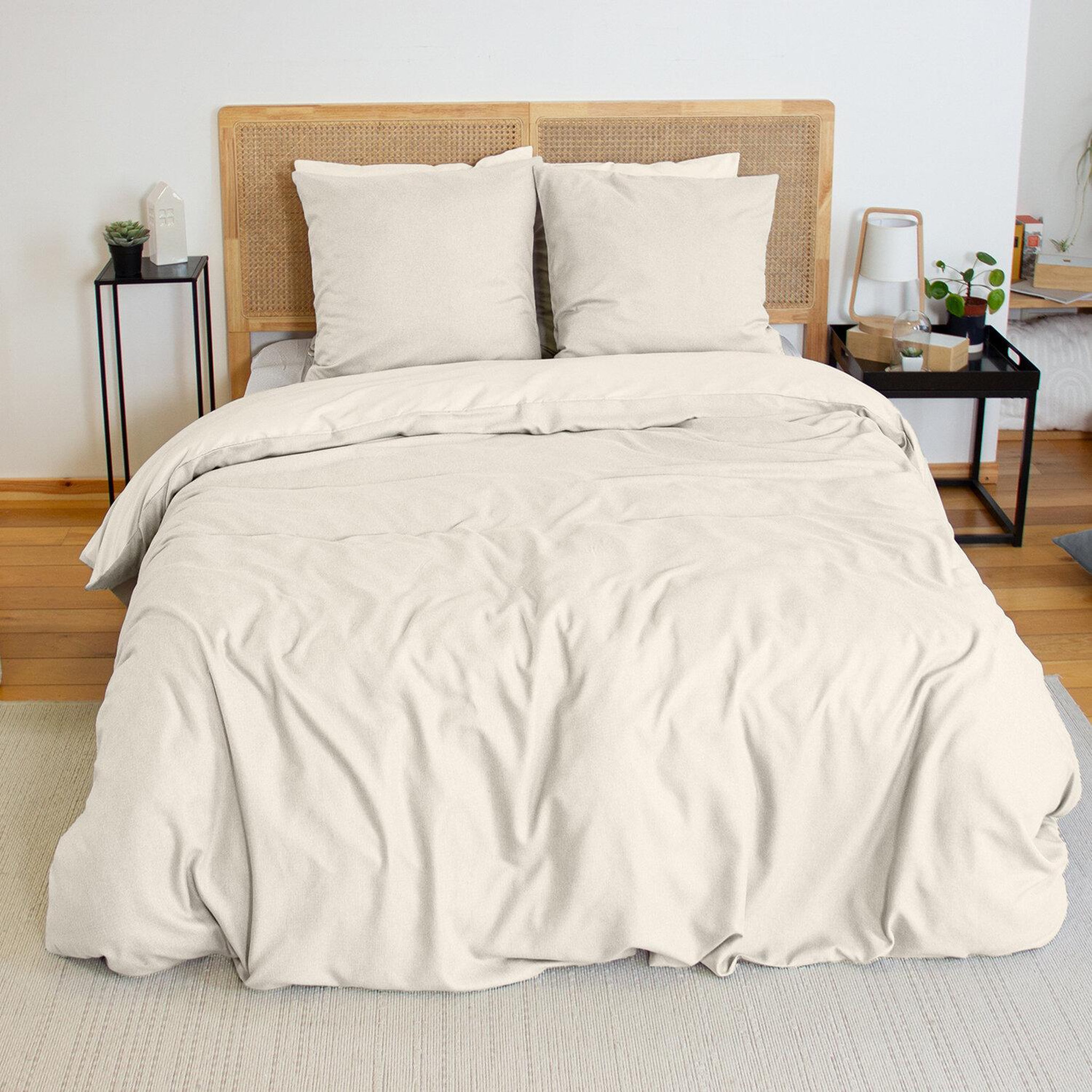 Voir la diapositive 1 : Home collection Parure housse de couette 100% microfibre effet flanelle