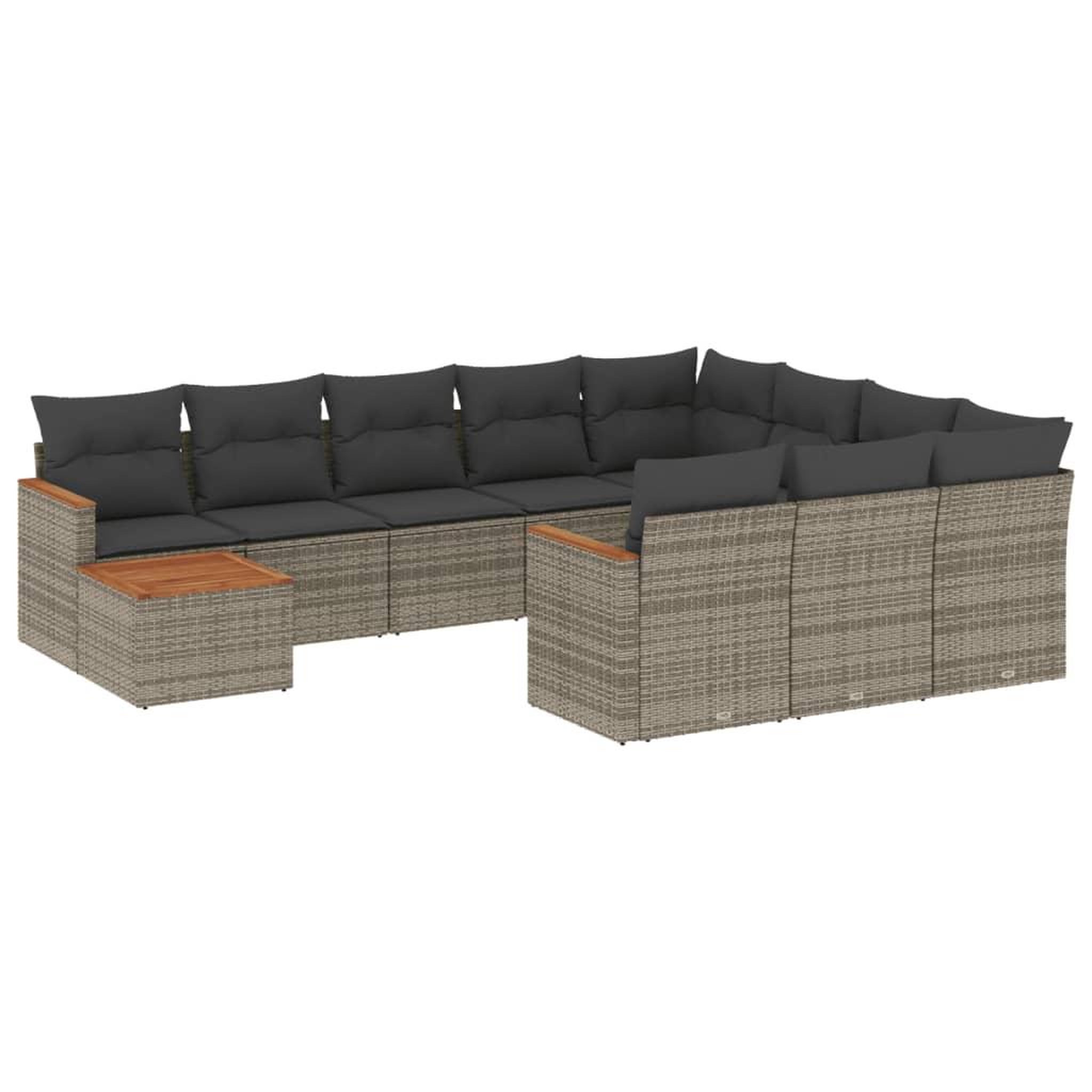 Voir la diapositive 2 : VIDAXL Salon de jardin 11 pcs avec coussins gris resine tressee