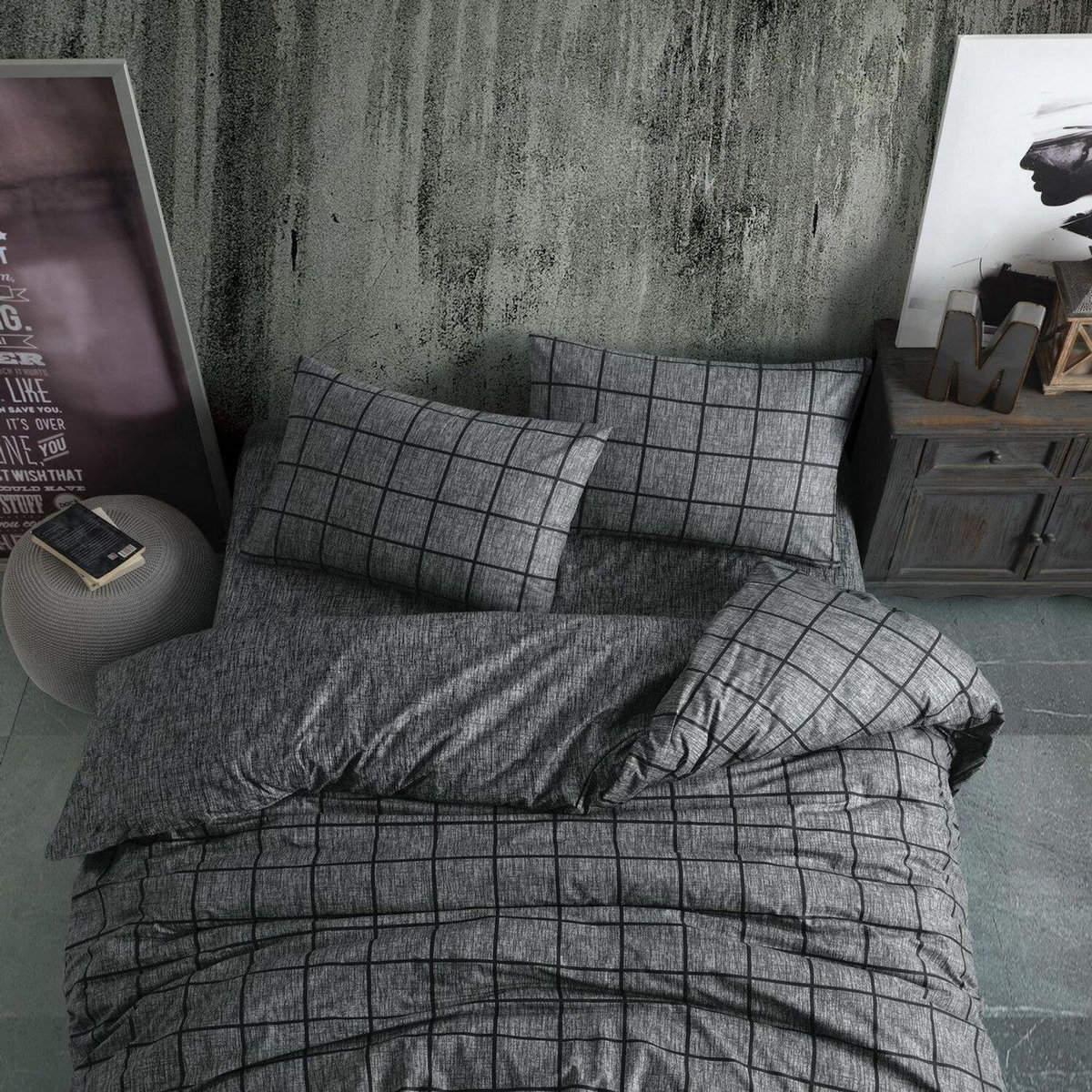 Home collection Parure housse de couette avec taie(s) 100 % coton Kare