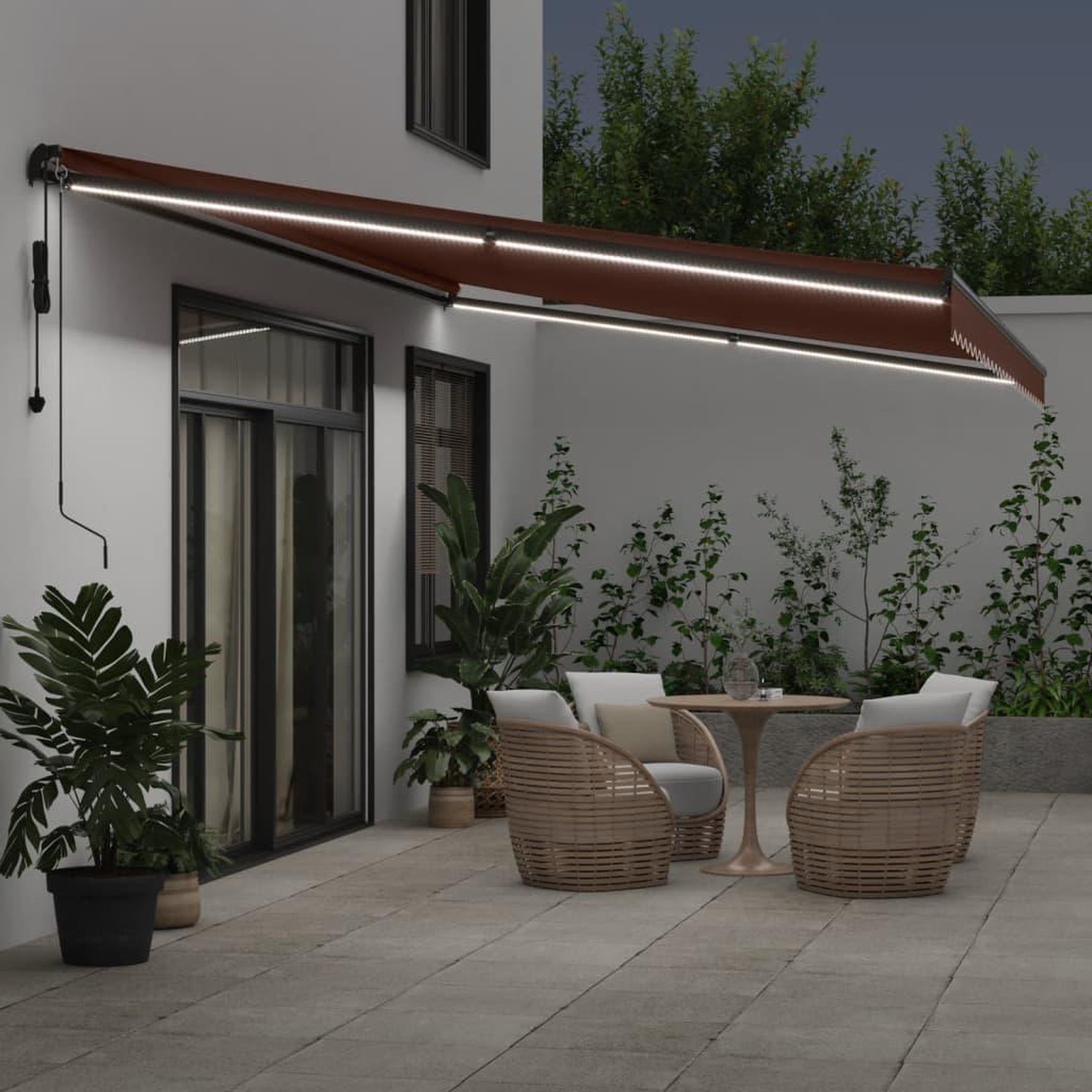 Voir la diapositive 3 : VIDAXL Auvent retractable automatique avec LED marron 500x350 cm