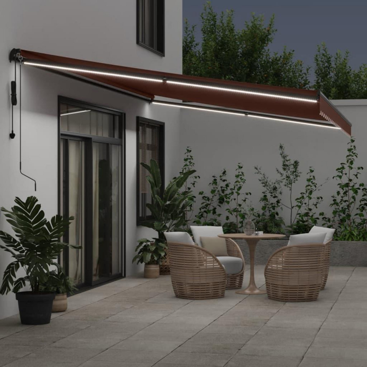 VIDAXL Auvent retractable automatique avec LED marron 500x350 cm