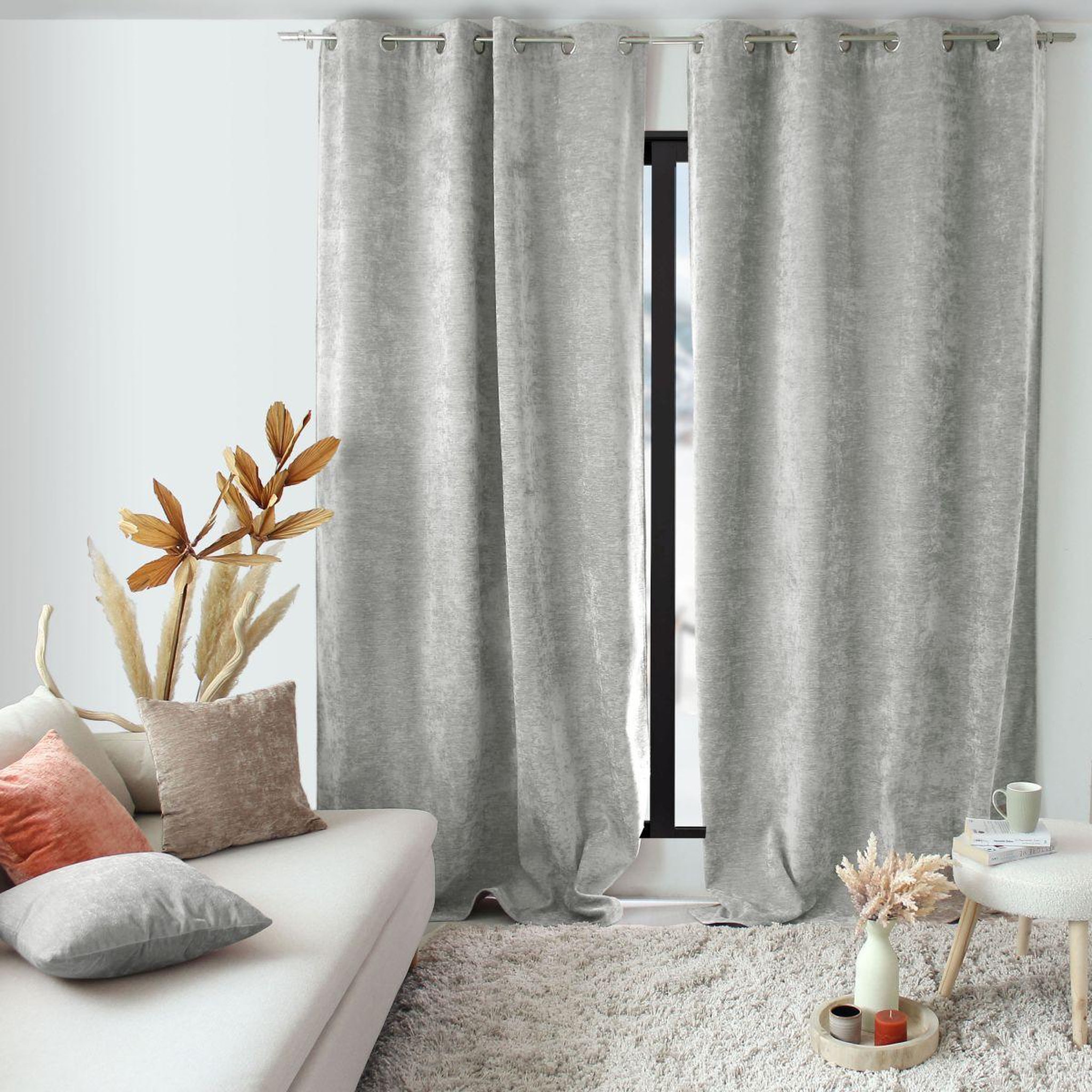 ENJOY HOME Rideau thermique occultant  velvet  140x260cm gris clair