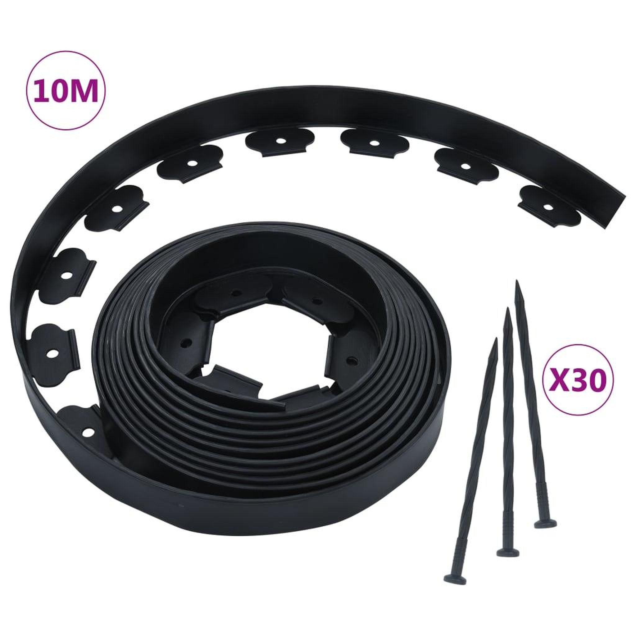 VIDAXL Bordure de pelouse flexible avec 30 piquets 10 m 5 cm