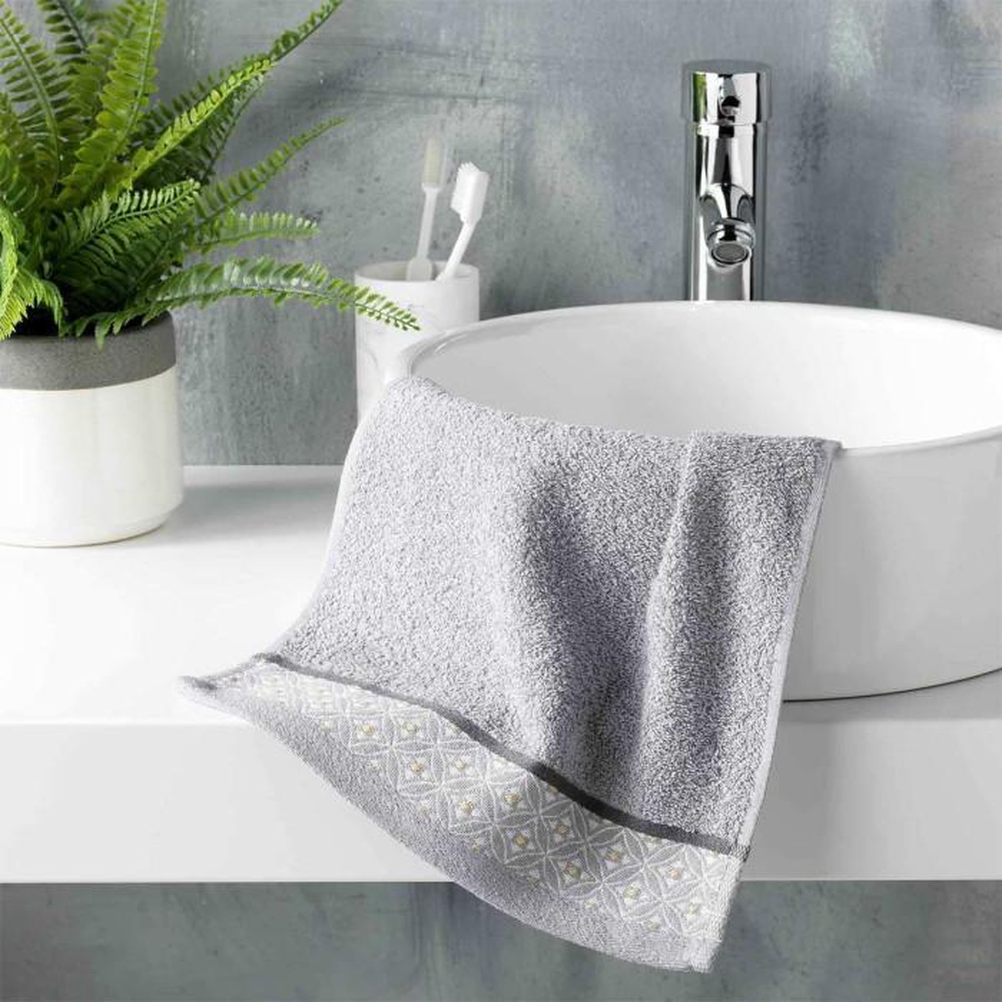 Voir la diapositive 1 : Paris Prix Serviette d'Invité Jacquard  Belina  30x50cm Gris