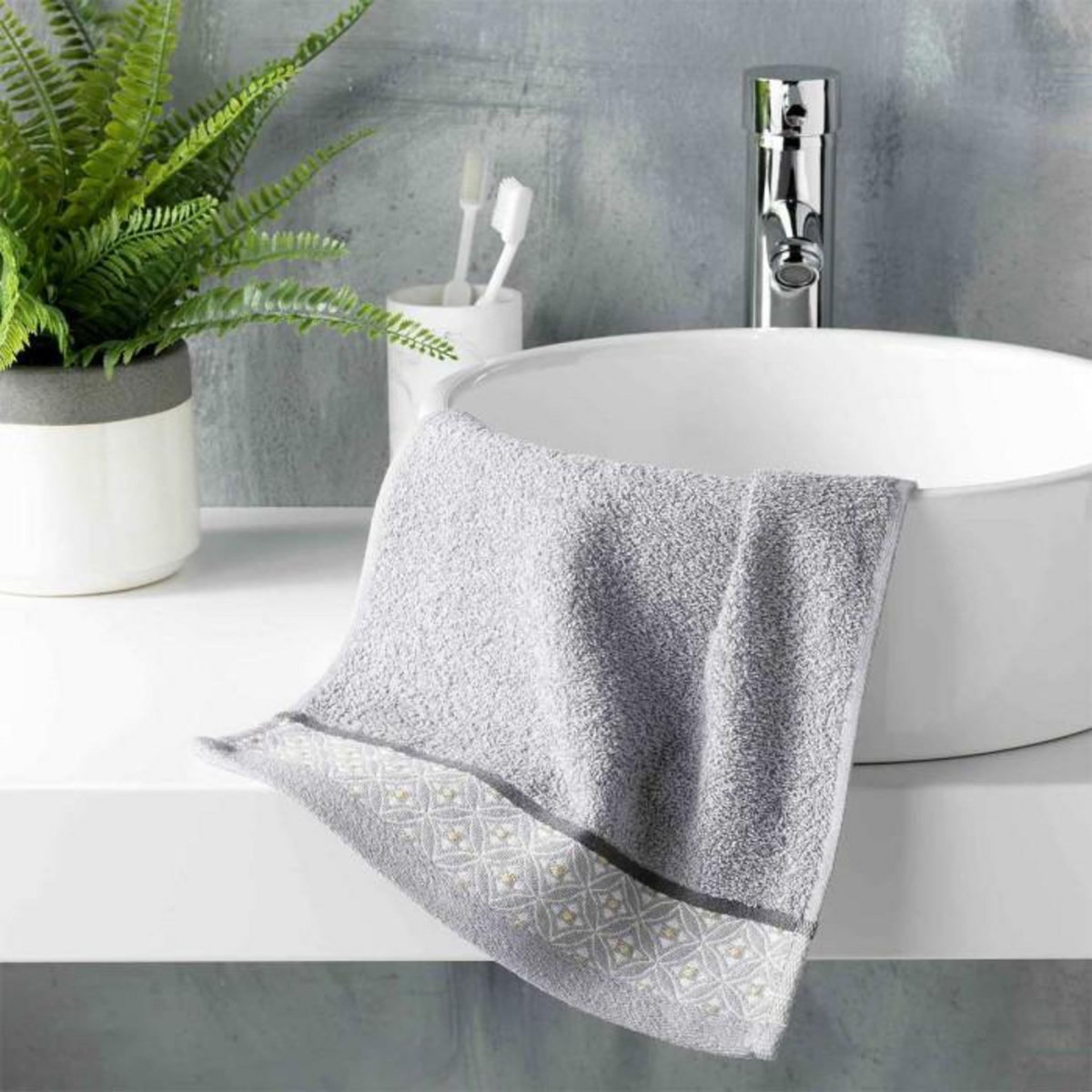 Paris Prix Serviette d'Invité Jacquard  Belina  30x50cm Gris