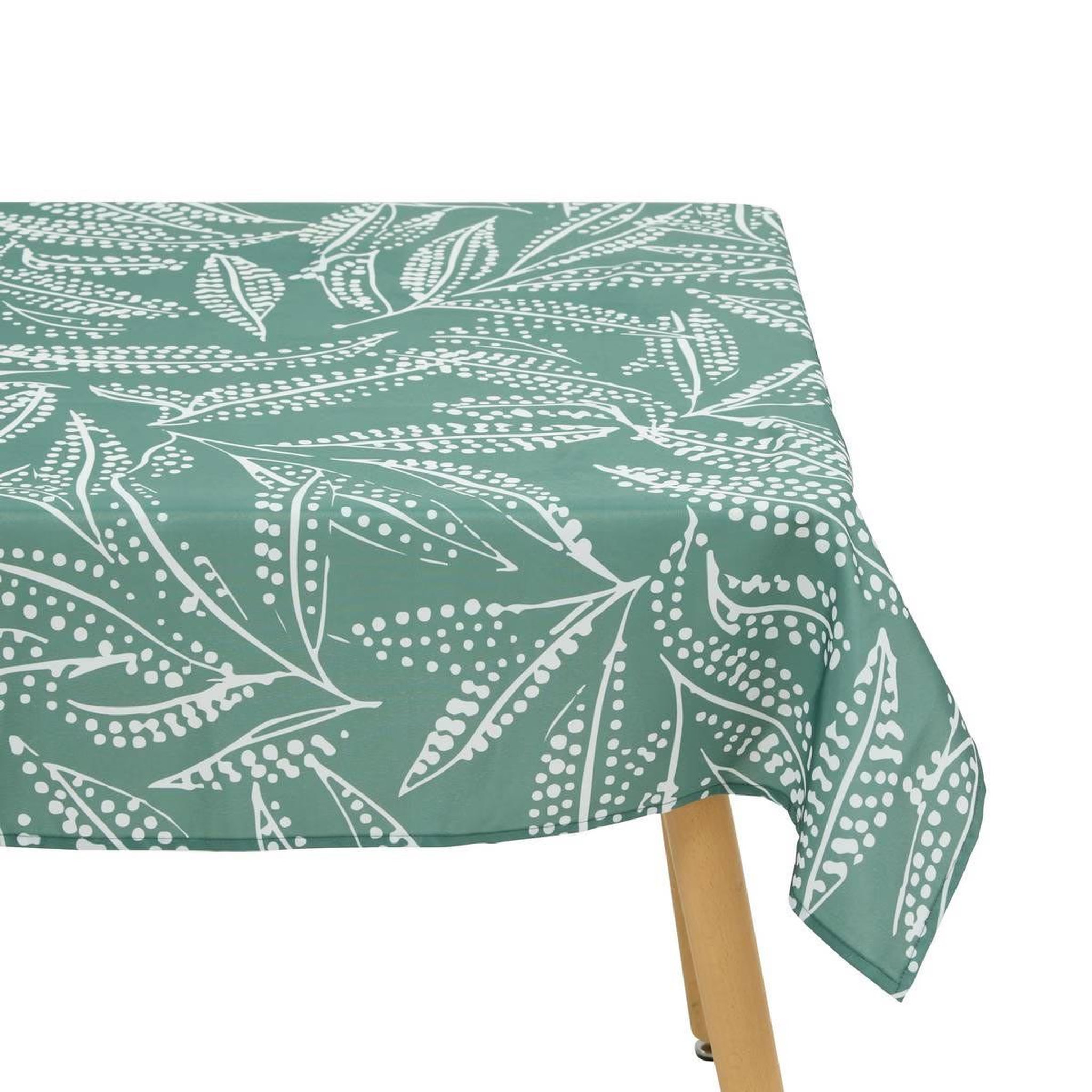 ATMOSPHERA Nappe antitache imprimée  tropical  140x240cm vert olive