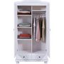 Voir la diapositive 3 : Armoire rustique en pin massif 2 portes  2 tiroirs L104cm BASTIAN