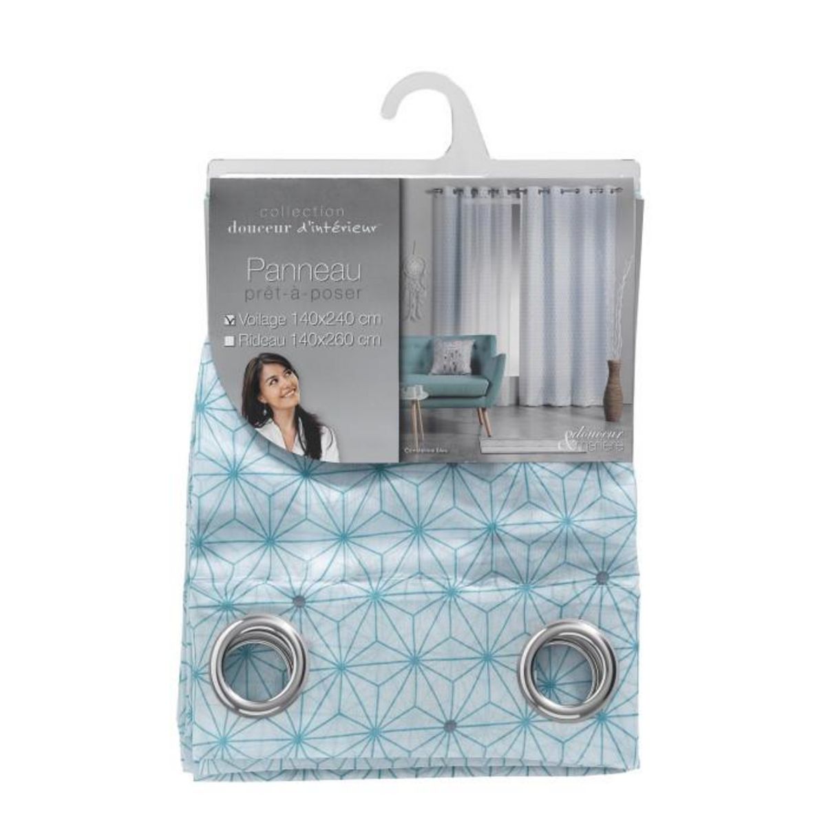 Paris Prix Rideau Voilage à Œillets  Constelline  140x240cm Bleu
