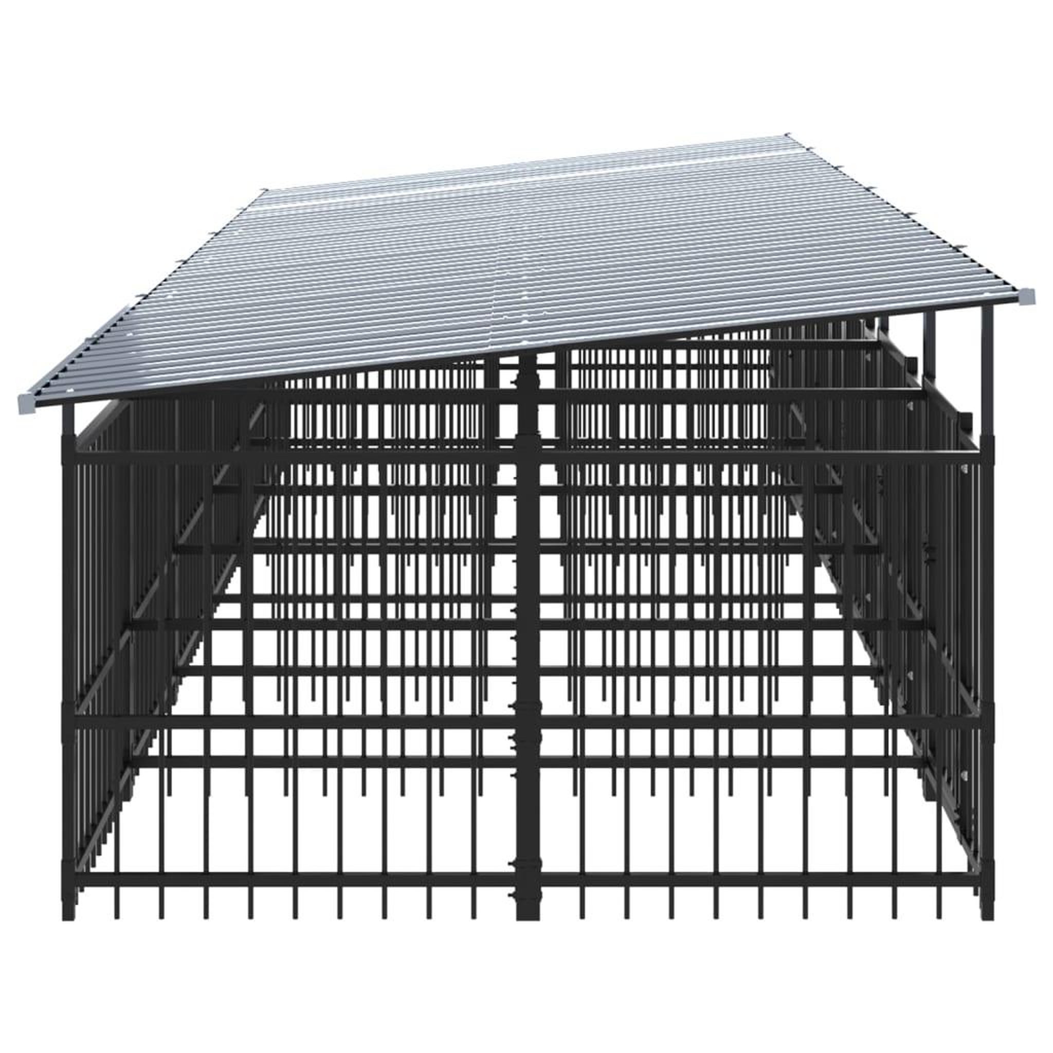 Voir la diapositive 4 : VIDAXL Chenil d'exterieur avec toit pour chiens Acier 11,26 m²