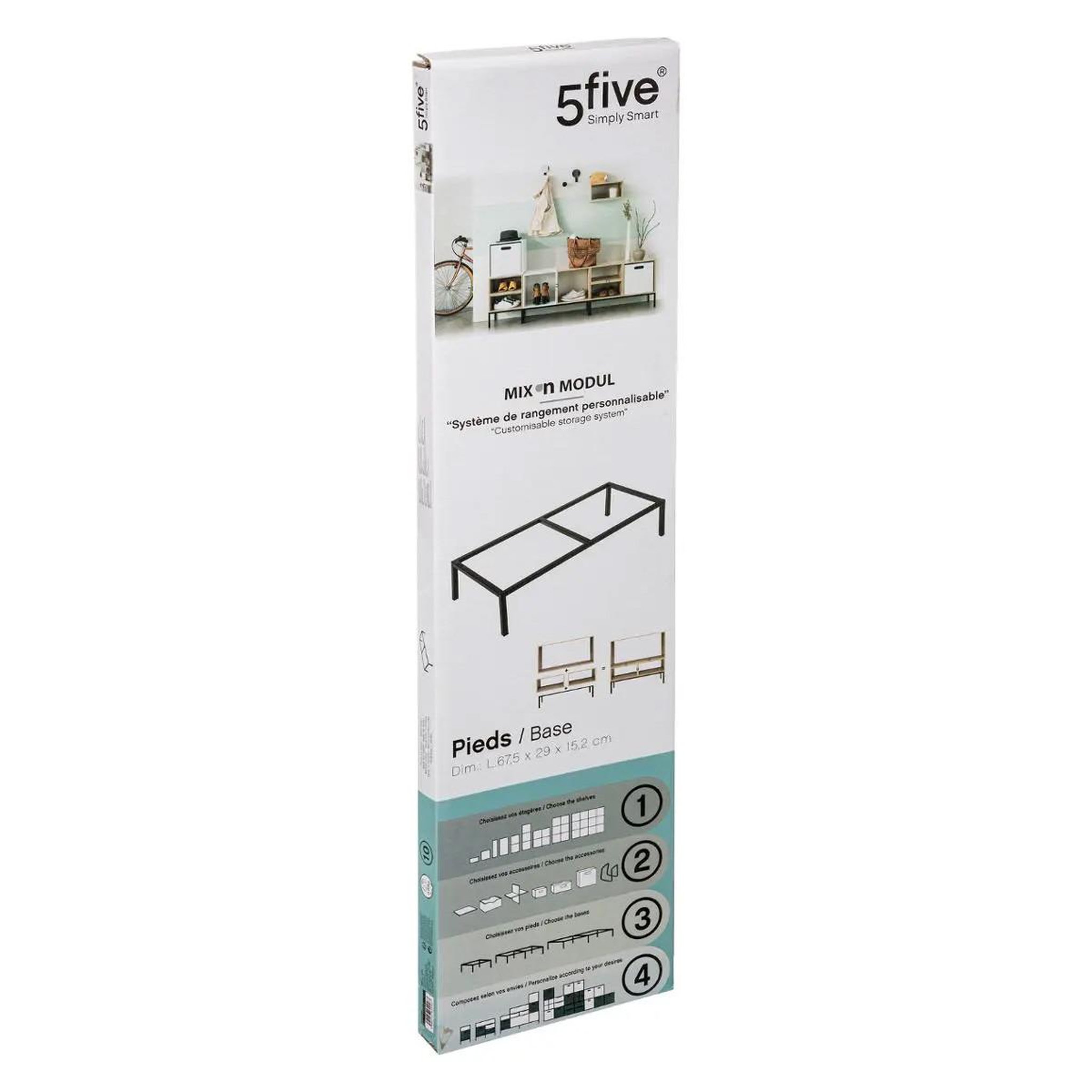 Voir la diapositive 2 : FIVE Pied en métal pour étagère  mix n' modul  67cm noir