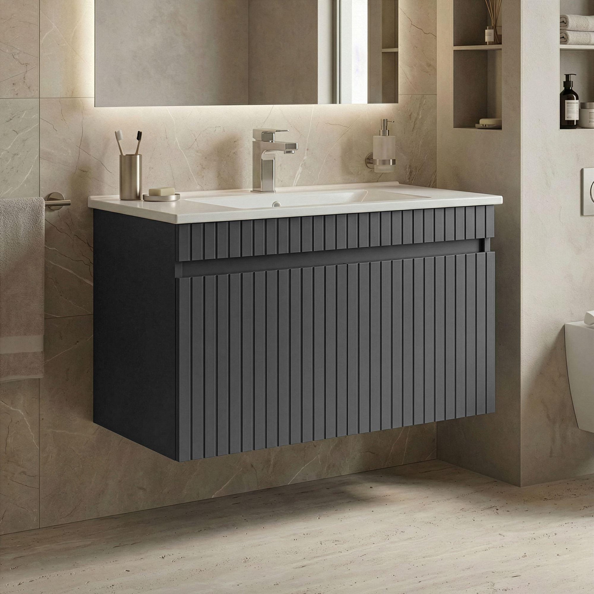 Voir la diapositive 2 : Habitat et Jardin Meuble vasque  tivoli 85  - 85 x 45 x 57 cm - matte anthracite