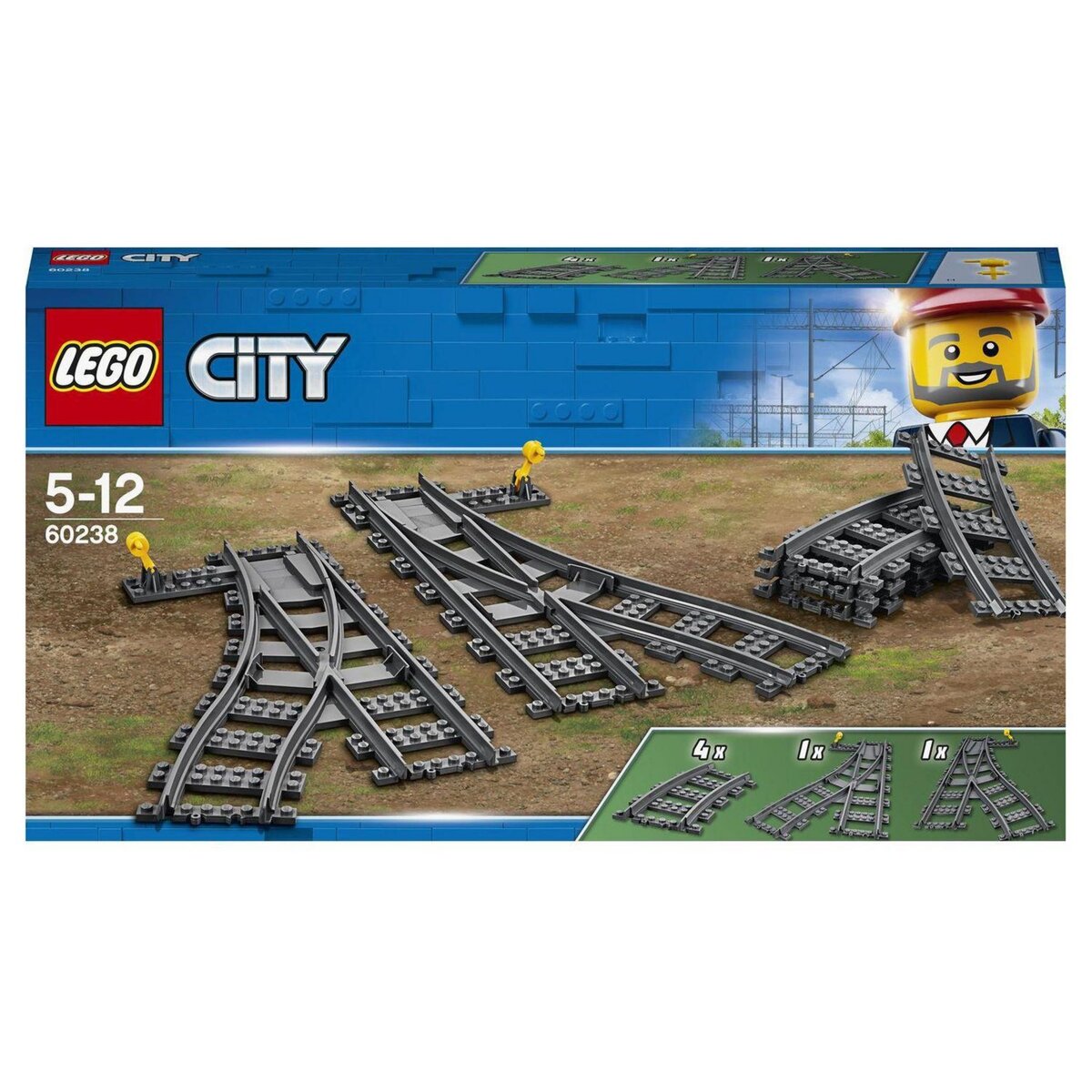 LEGO City 60238 - Les aiguillages, Ensemble d'Accessoires d'Extension City Train