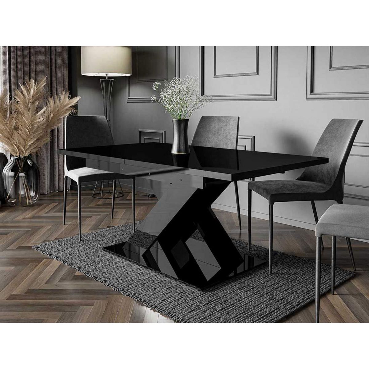 BEST MOBILIER Buriti - table à manger extensible - noir - 4 à 6 personnes