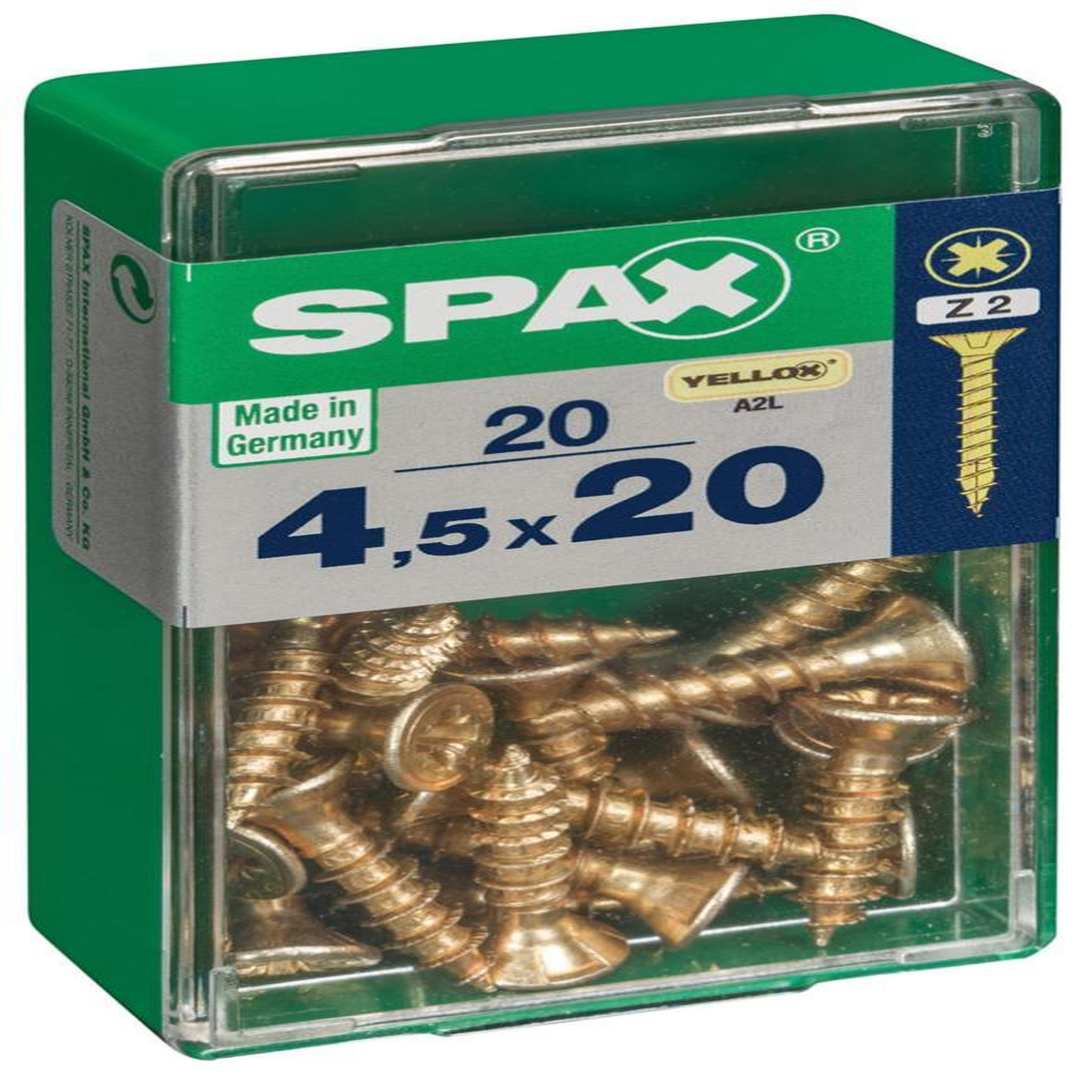 CENTRALE BRICO Lot de 20 vis acier tête fraisée pozidriv SPAX, Diam.4.5 mm x L.20 mm