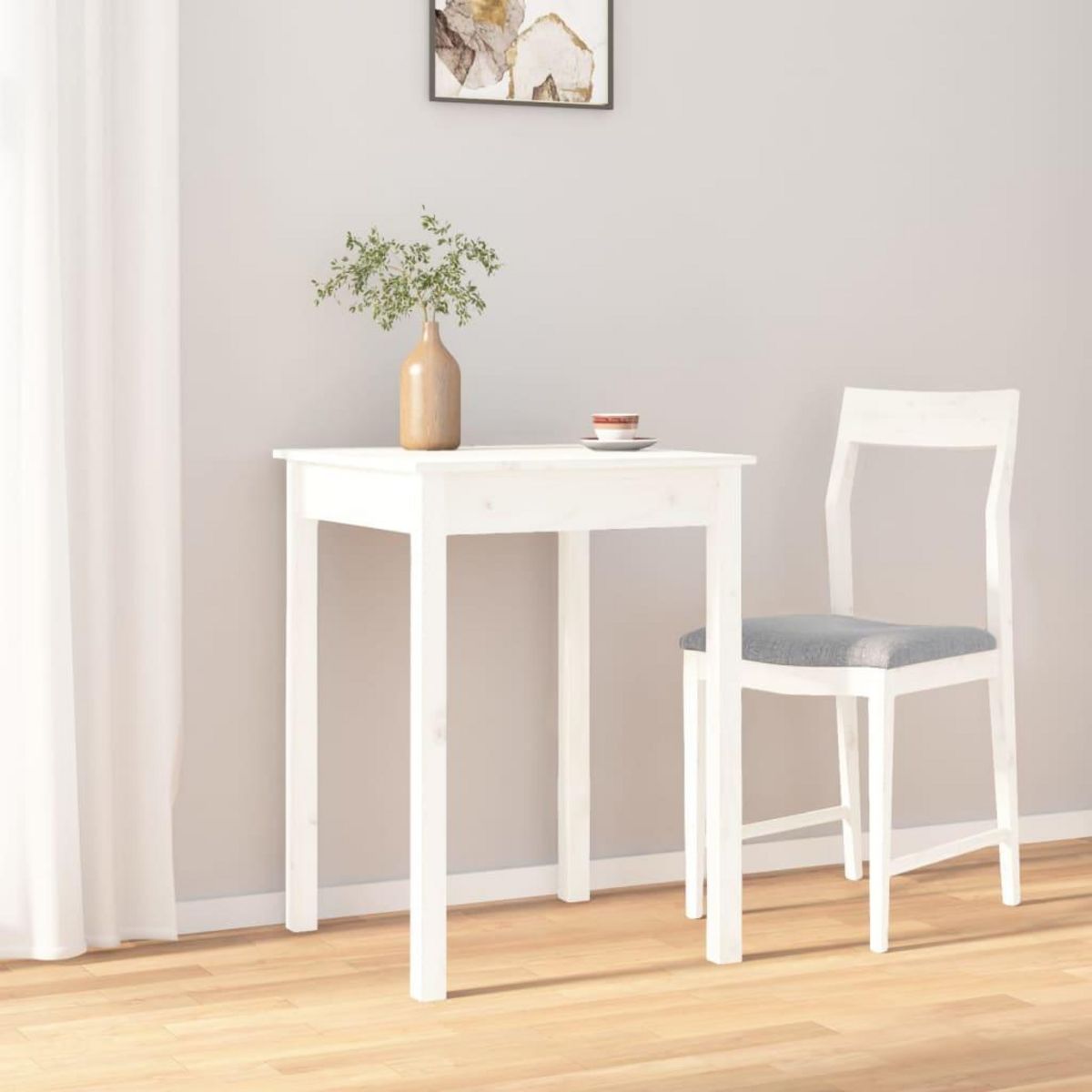 VIDAXL Table a manger Blanc 55x55x75 cm Bois massif de pin