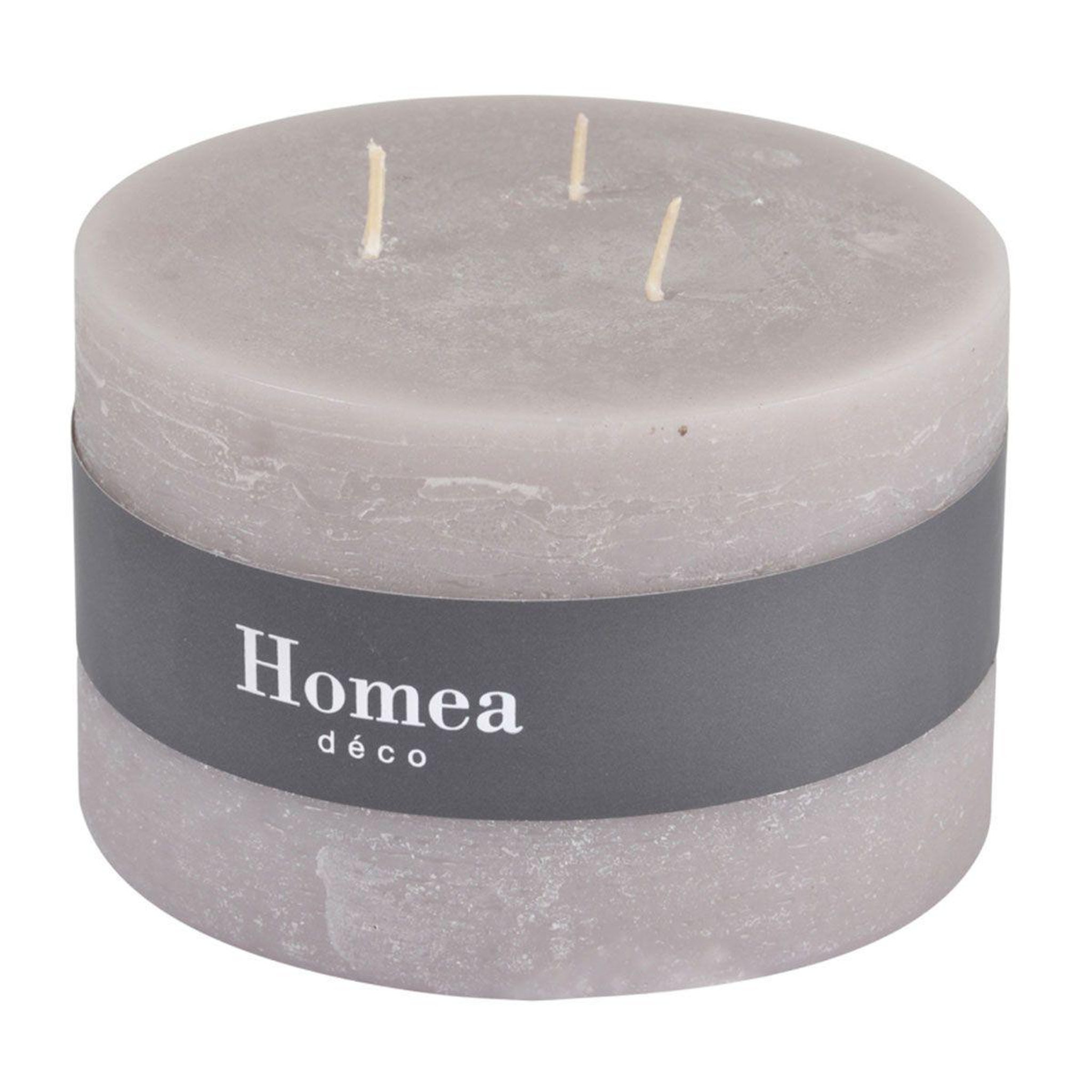 Voir la diapositive 2 : HOMEA Bougie déco 3 mèches  rustique  12cm lin