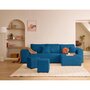 Voir la diapositive 1 : BEST MOBILIER Topaze - canapé d'angle réversible 4 places - convertible avec coffre, tablette et poufs - en velours côtelé