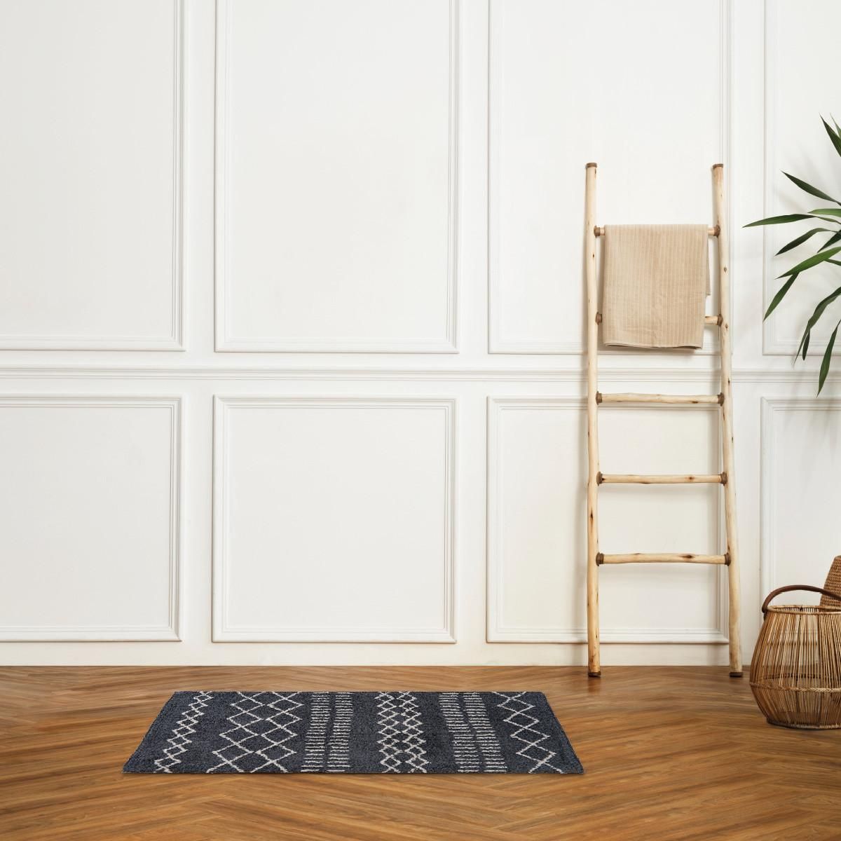 GUY LEVASSEUR Tapis de bain déco ethnique en coton 50x80cm