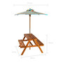 Voir la diapositive 6 : VIDAXL Table a pique-nique et parasol enfants 79x90x60cm Acacia solide