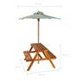 Voir la diapositive 6 : VIDAXL Table a pique-nique et parasol enfants 79x90x60cm Acacia solide