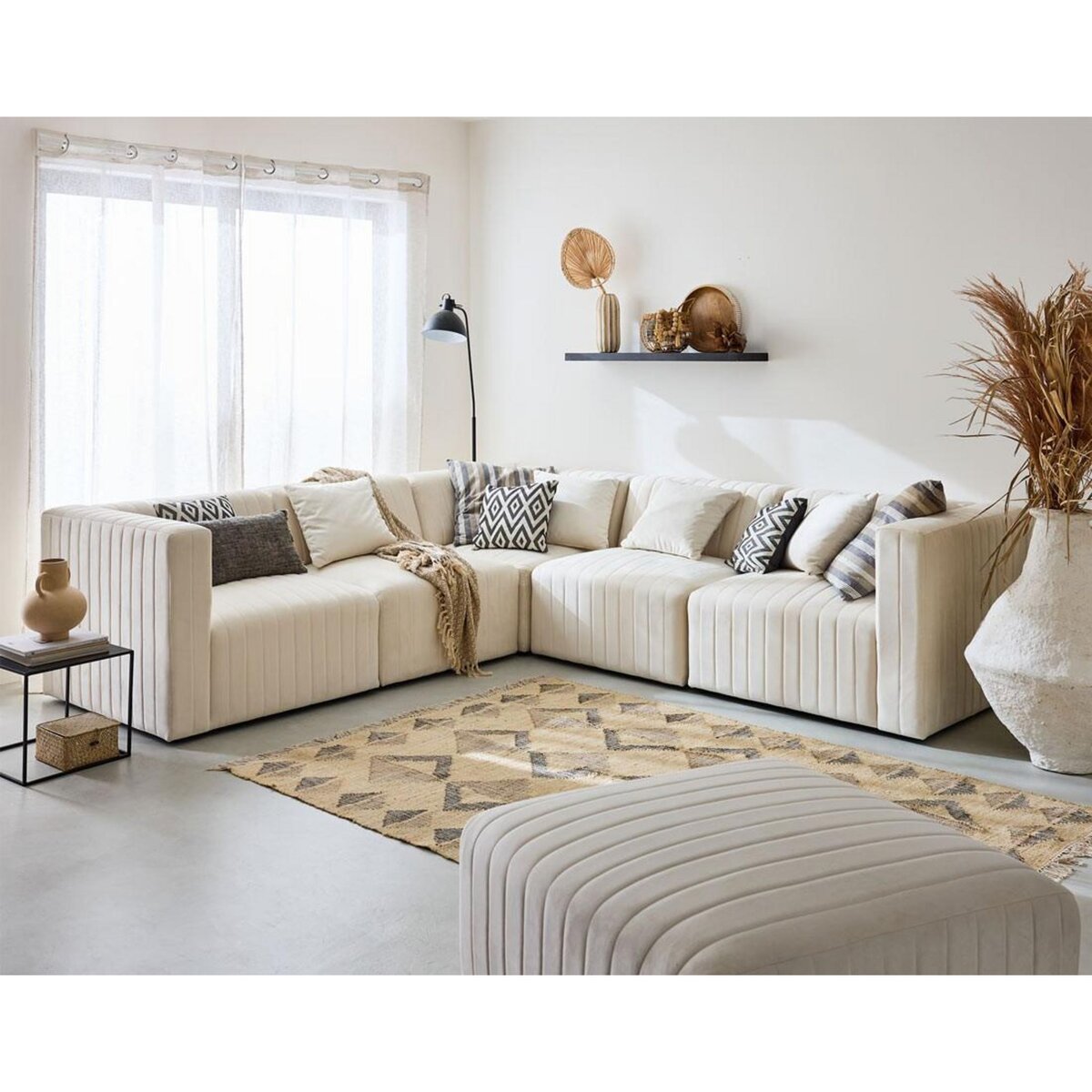 LISA DESIGN Nova - canapé modulable d'angle réversible - 6 places - en velours