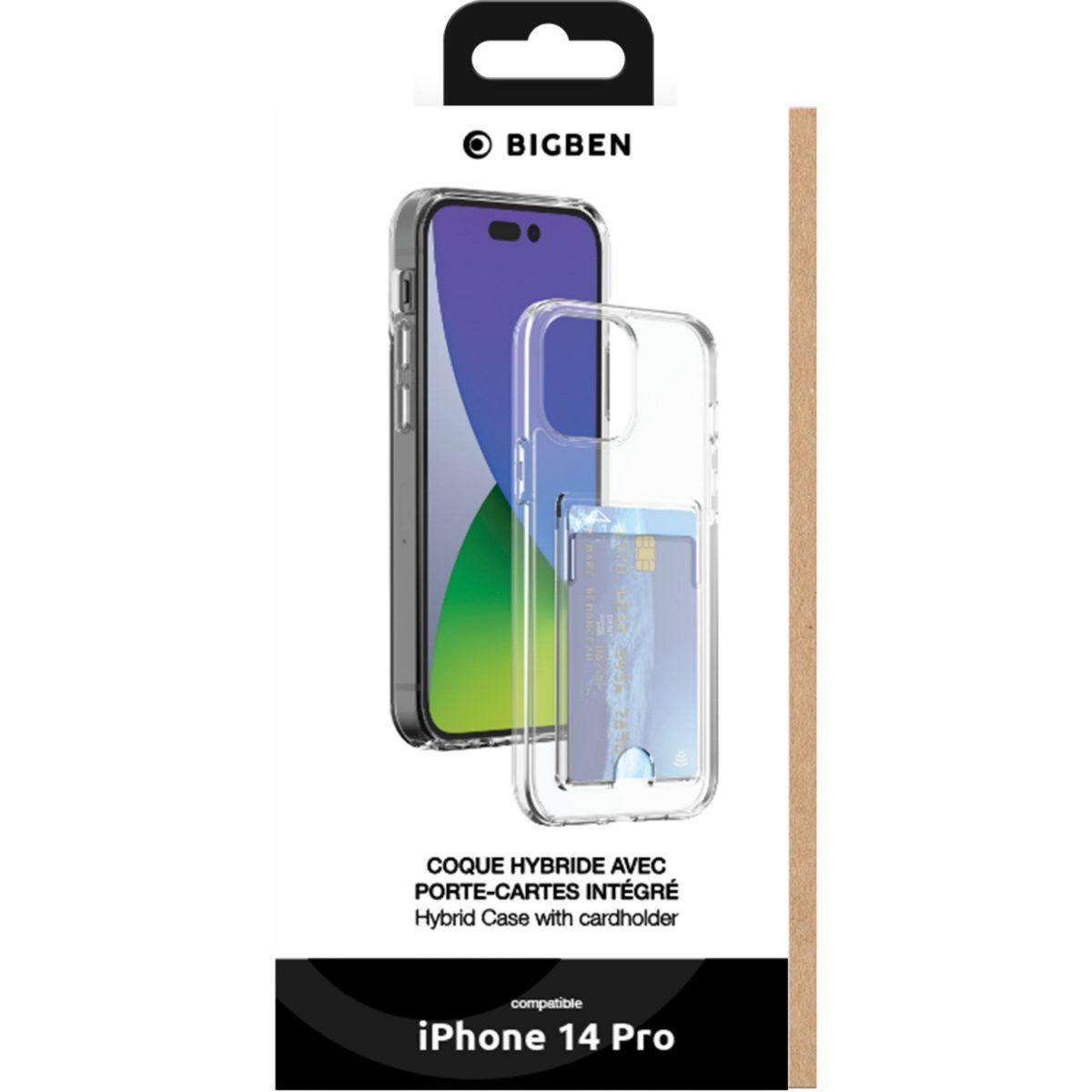 Bigben Connected Coque iPhone 14 Pro transparent porte-cartes