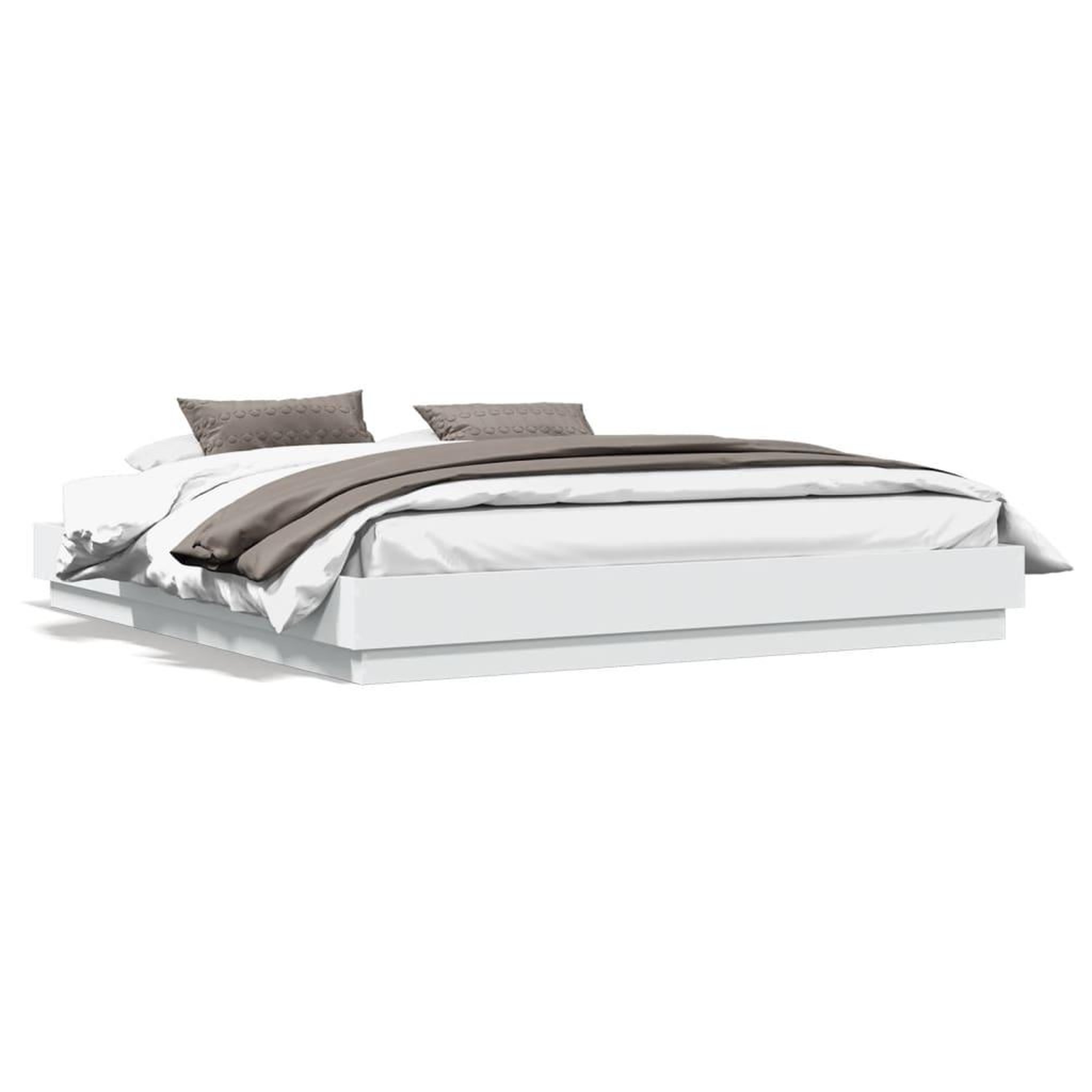 Voir la diapositive 5 : VIDAXL Cadre de lit avec LED sans matelas blanc 200x200 cm