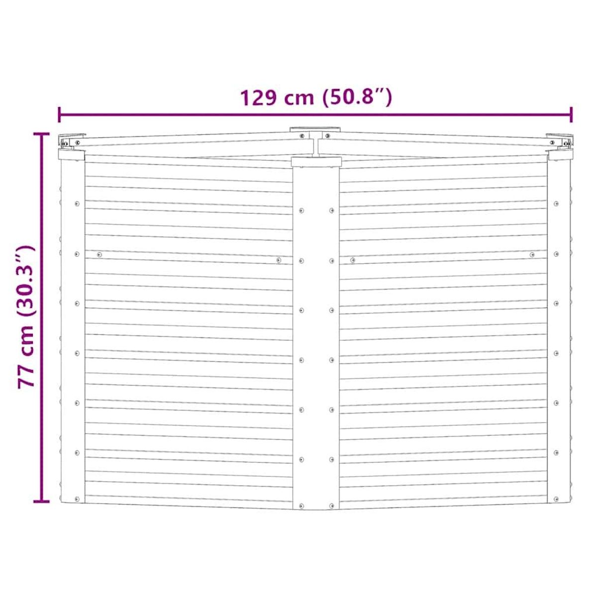 VIDAXL Lit sureleve de jardin Acier galvanise 129x129x77 cm Gris