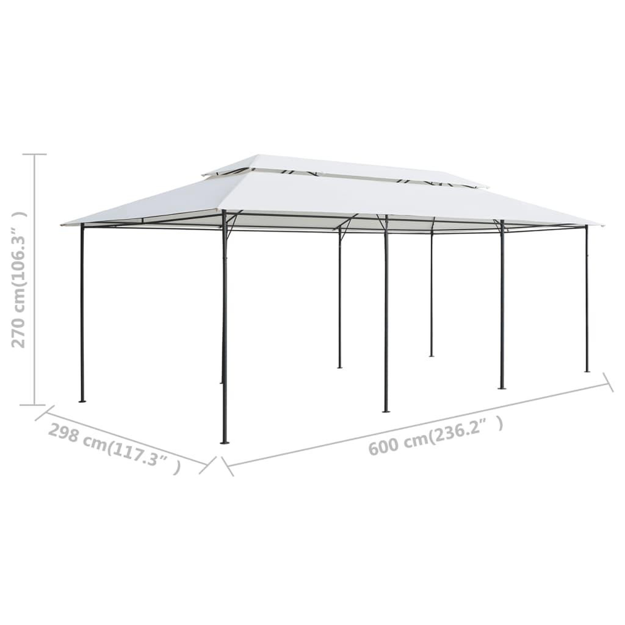 Voir la diapositive 6 : VIDAXL Belvedere avec rideaux 600x298x270 cm Blanc 180 g/m^2
