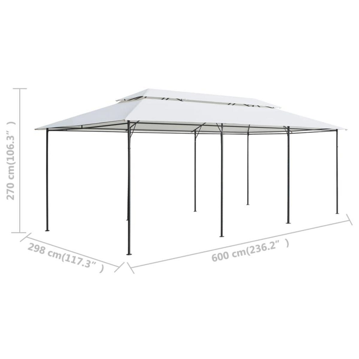 VIDAXL Belvedere avec rideaux 600x298x270 cm Blanc 180 g/m^2