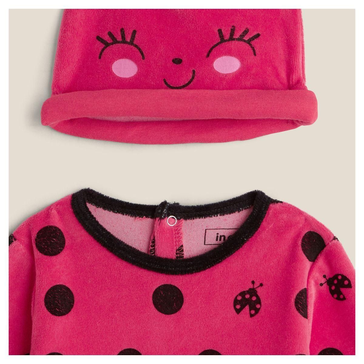 IN EXTENSO Dors bien velours déguisement coccinelle + bonnet bébé fille