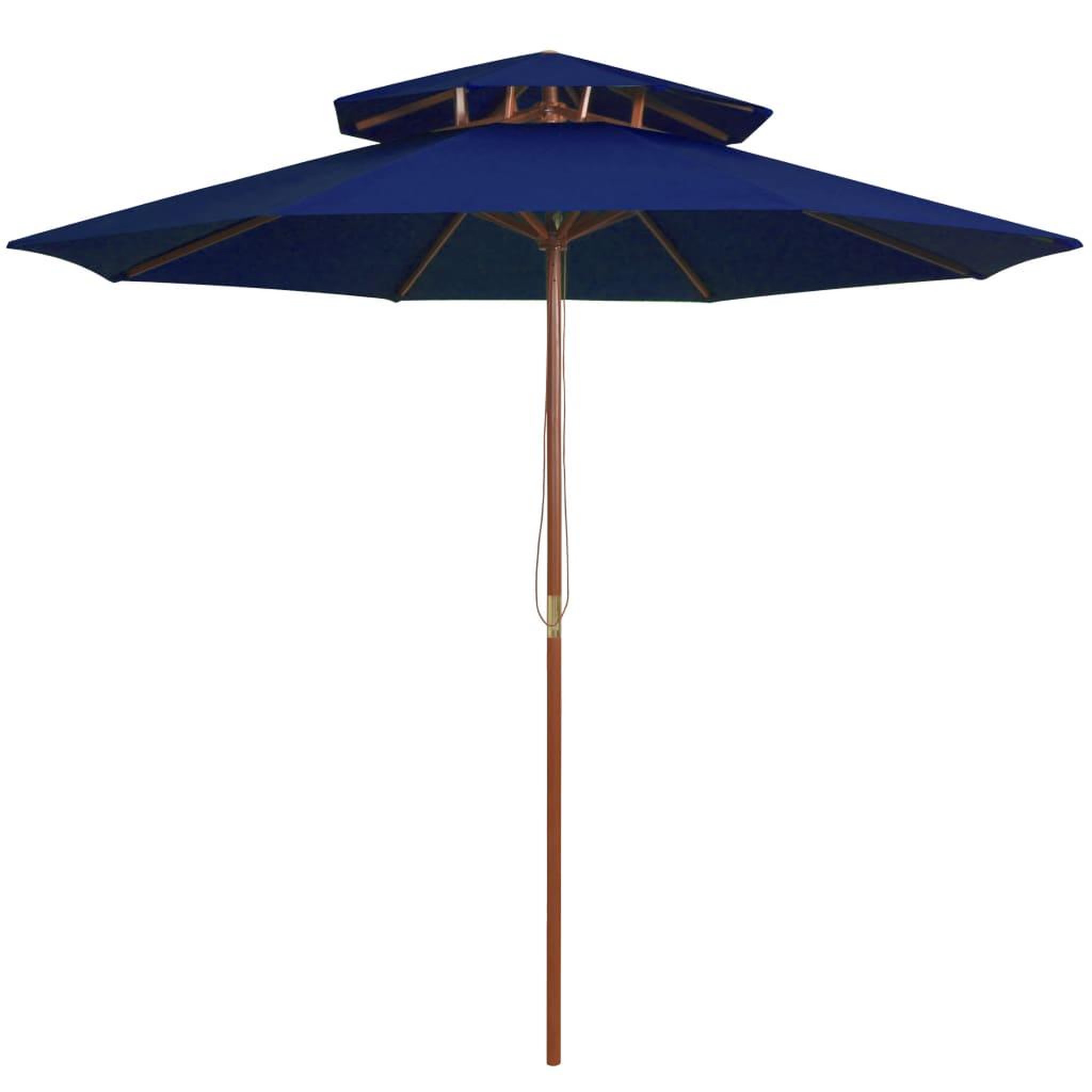 Voir la diapositive 1 : VIDAXL Parasol a deux etages avec mat en bois bleu 270 cm