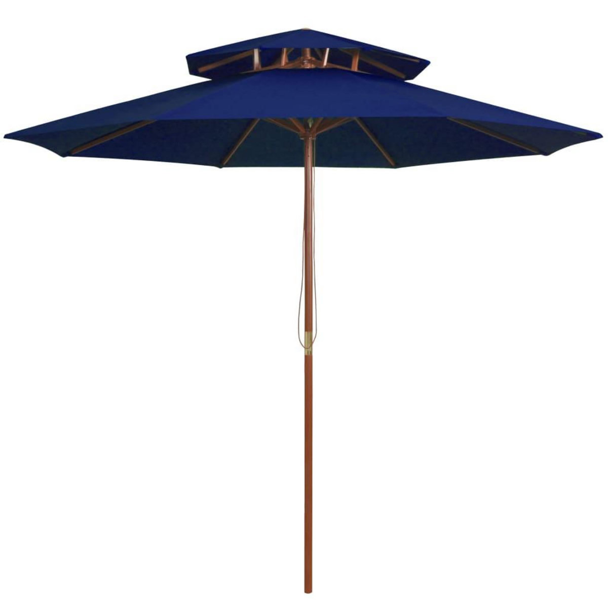 VIDAXL Parasol a deux etages avec mat en bois bleu 270 cm