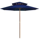 VIDAXL Parasol a deux etages avec mat en bois bleu 270 cm