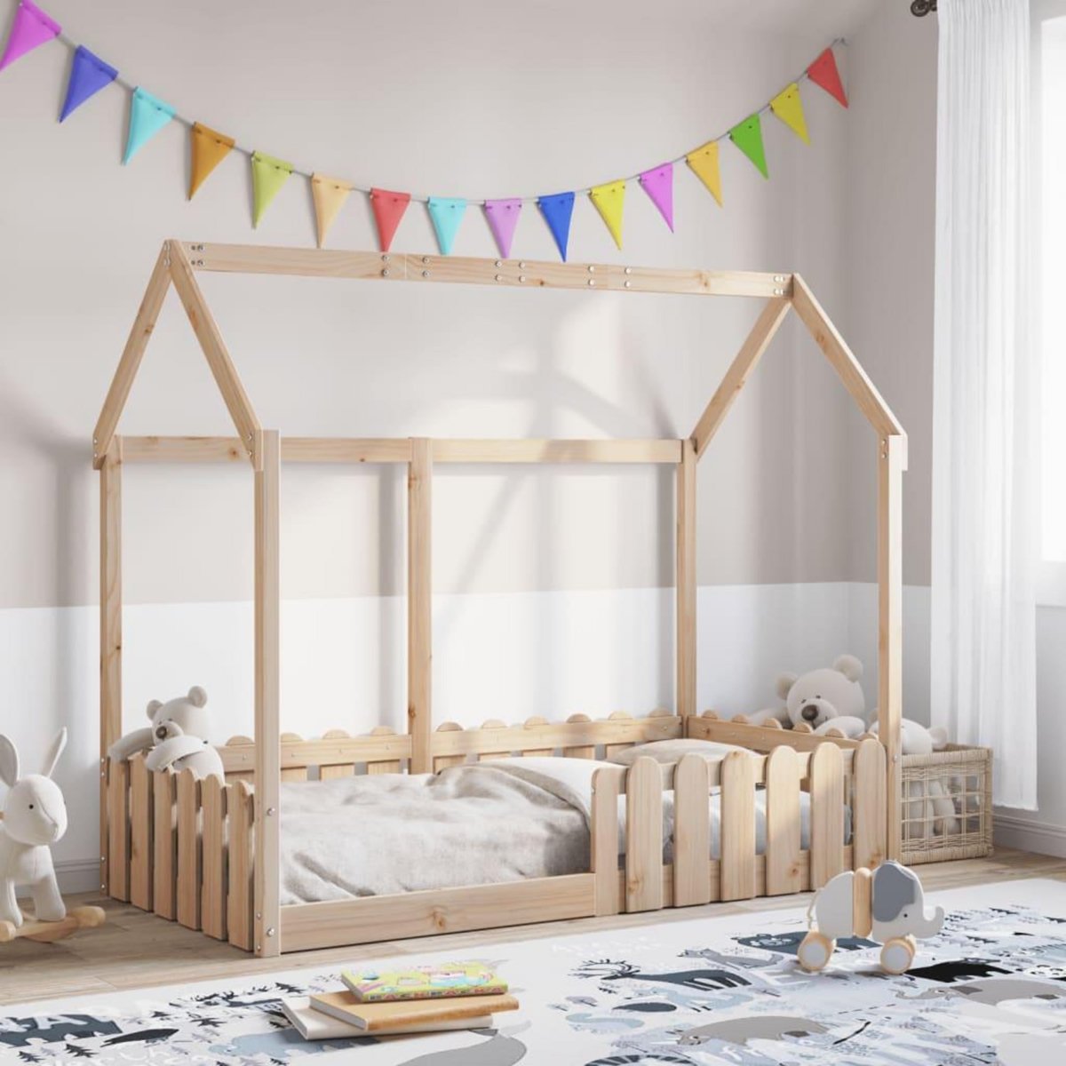 VIDAXL Cadre de lit d'enfants forme de maison sans matelas pin massif