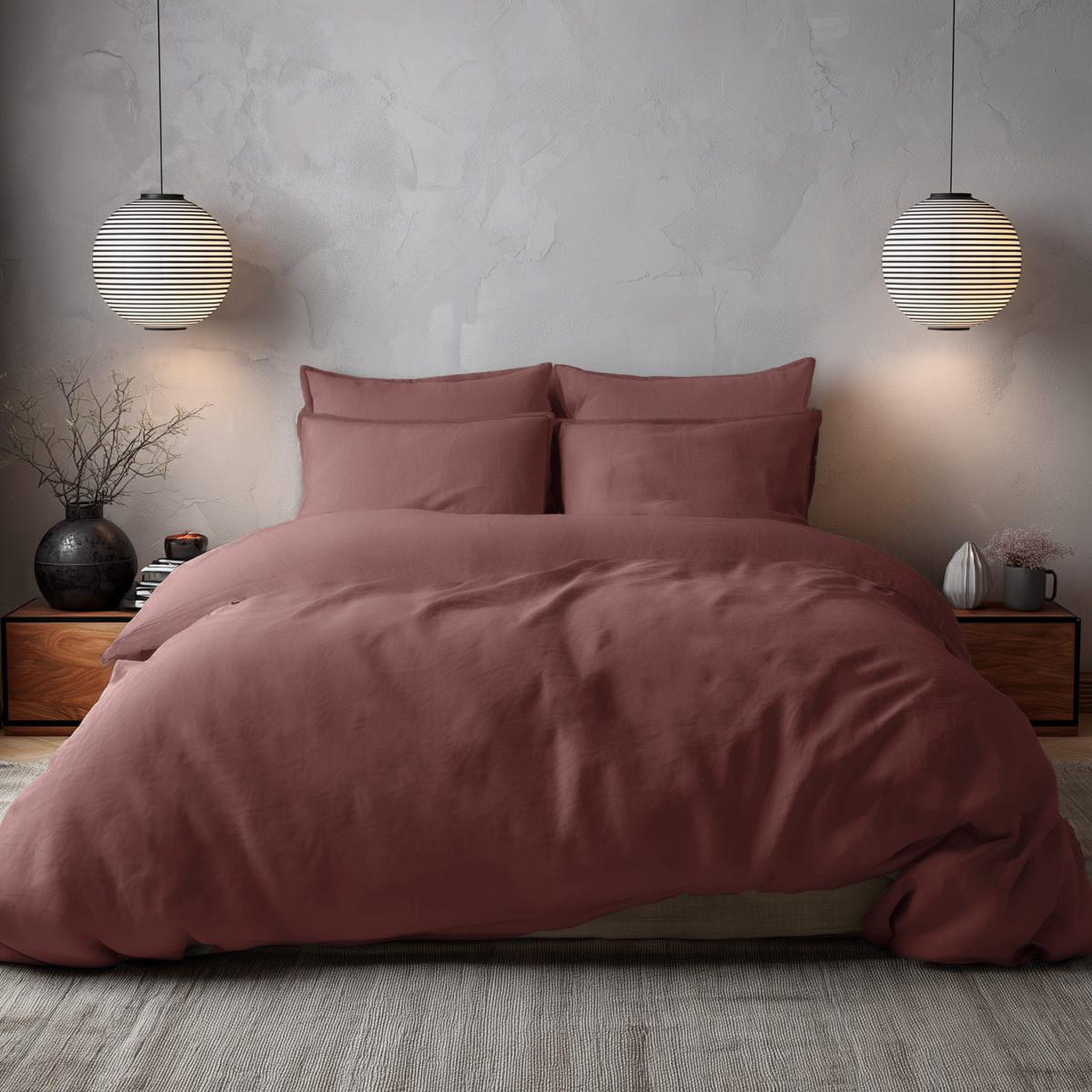 Sensei Maison Housse de couette en percale lavée HOME WASHED. Coloris disponibles : Gris, Rose, Orange, Blanc